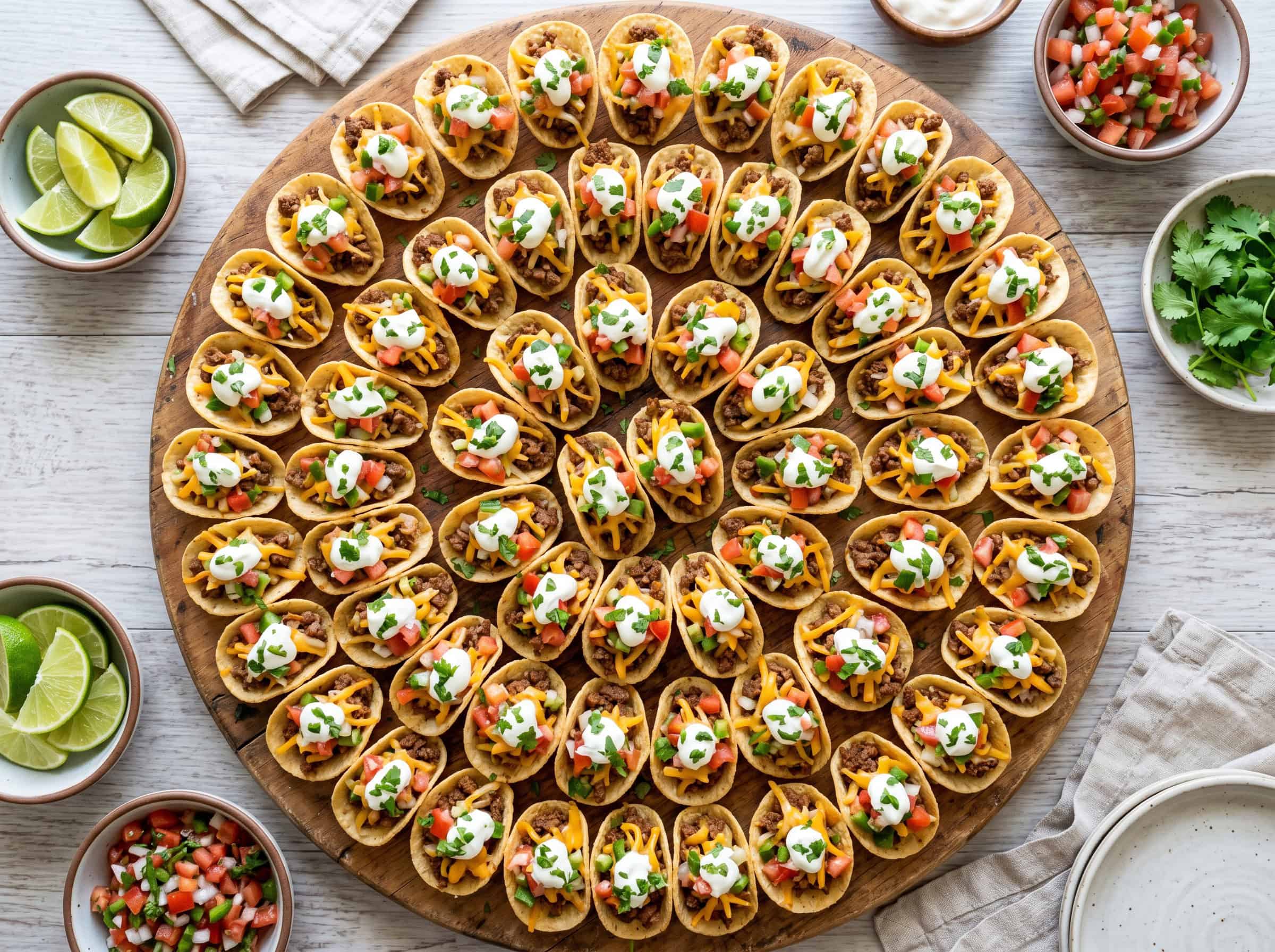 Mini Beef Tacos in Hard Shell Cups