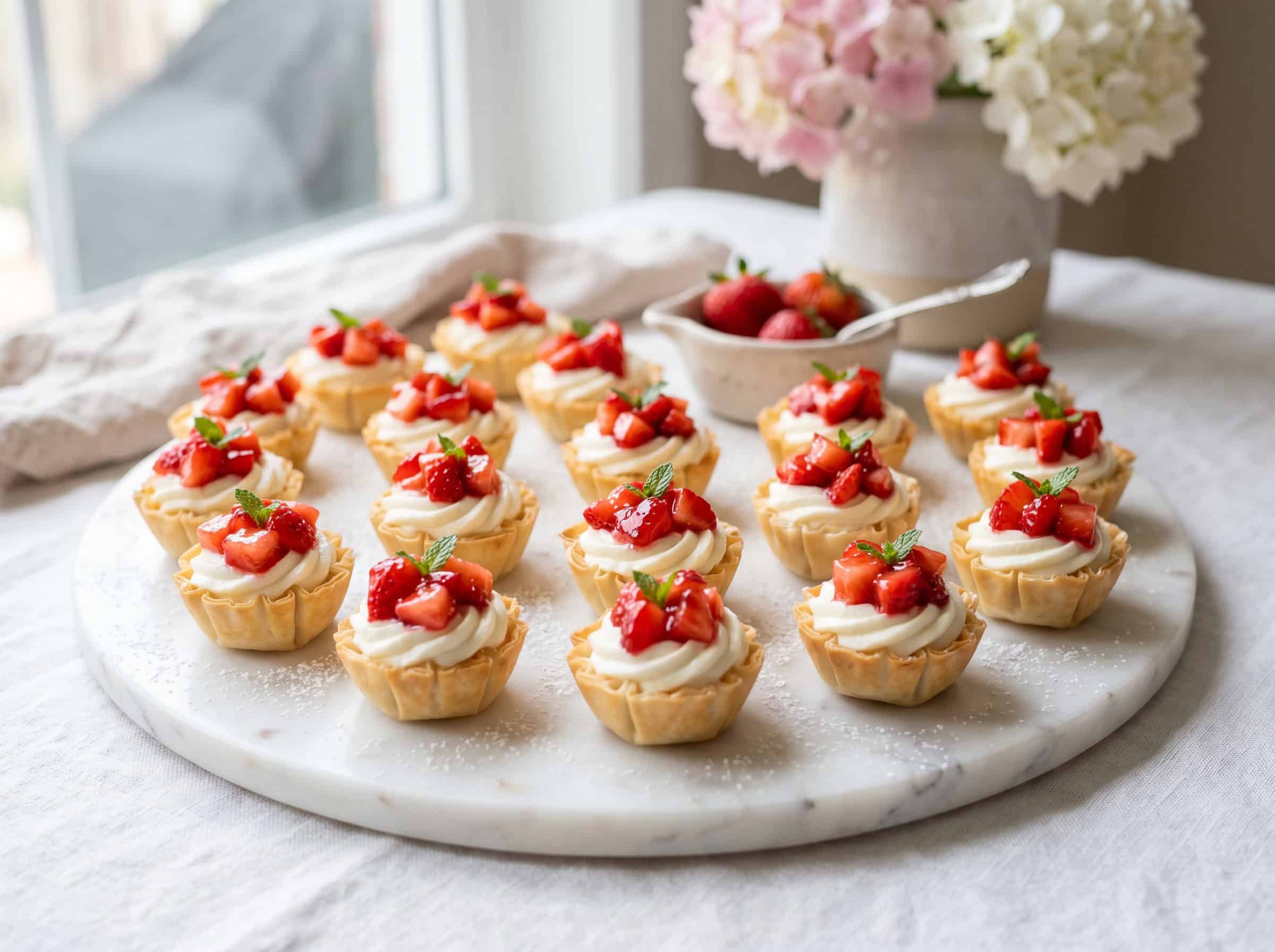 Strawberry Cheesecake Bites in Phyllo Cups
