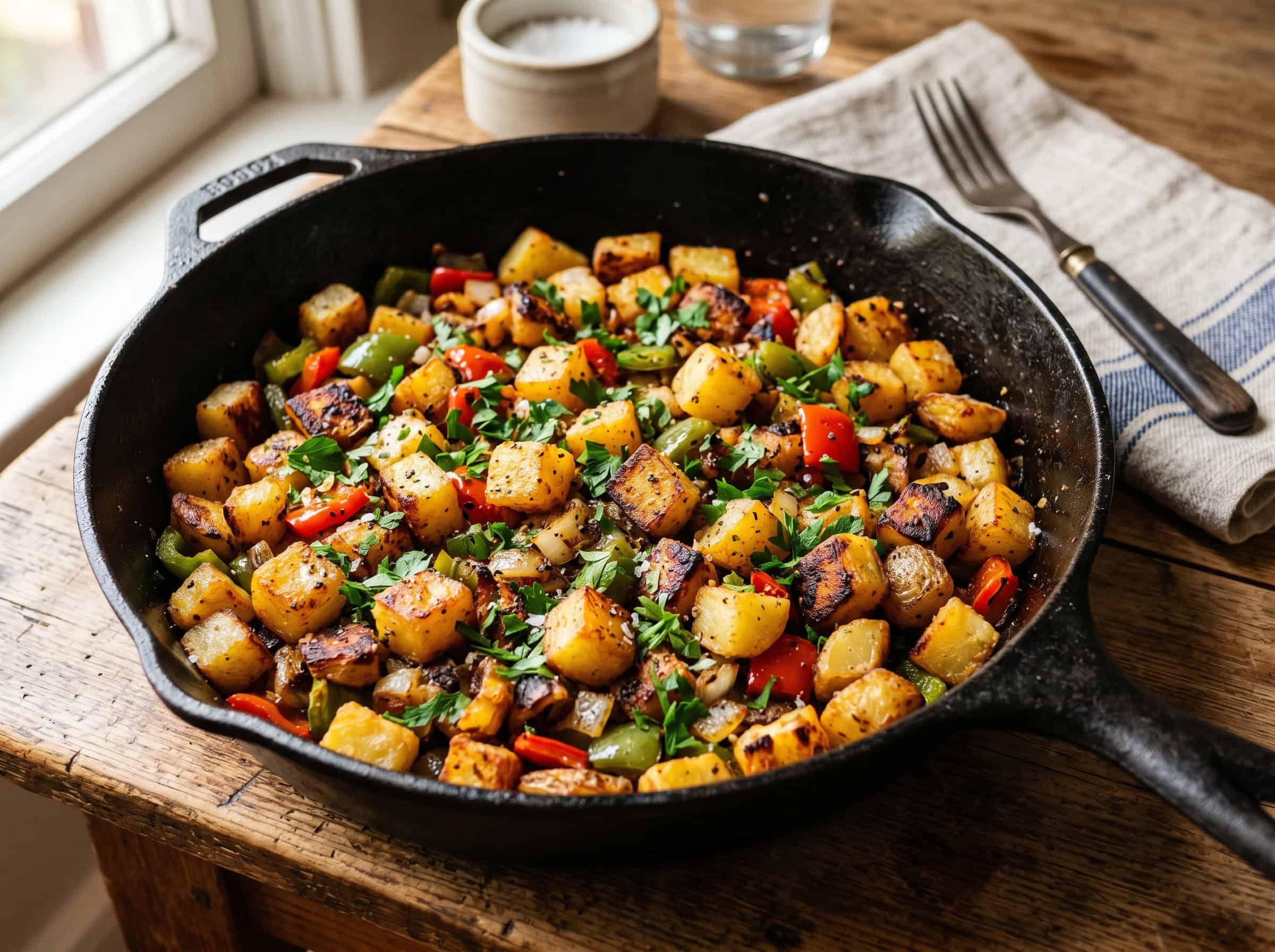 Skillet Home Fries with Peppers and Onions
