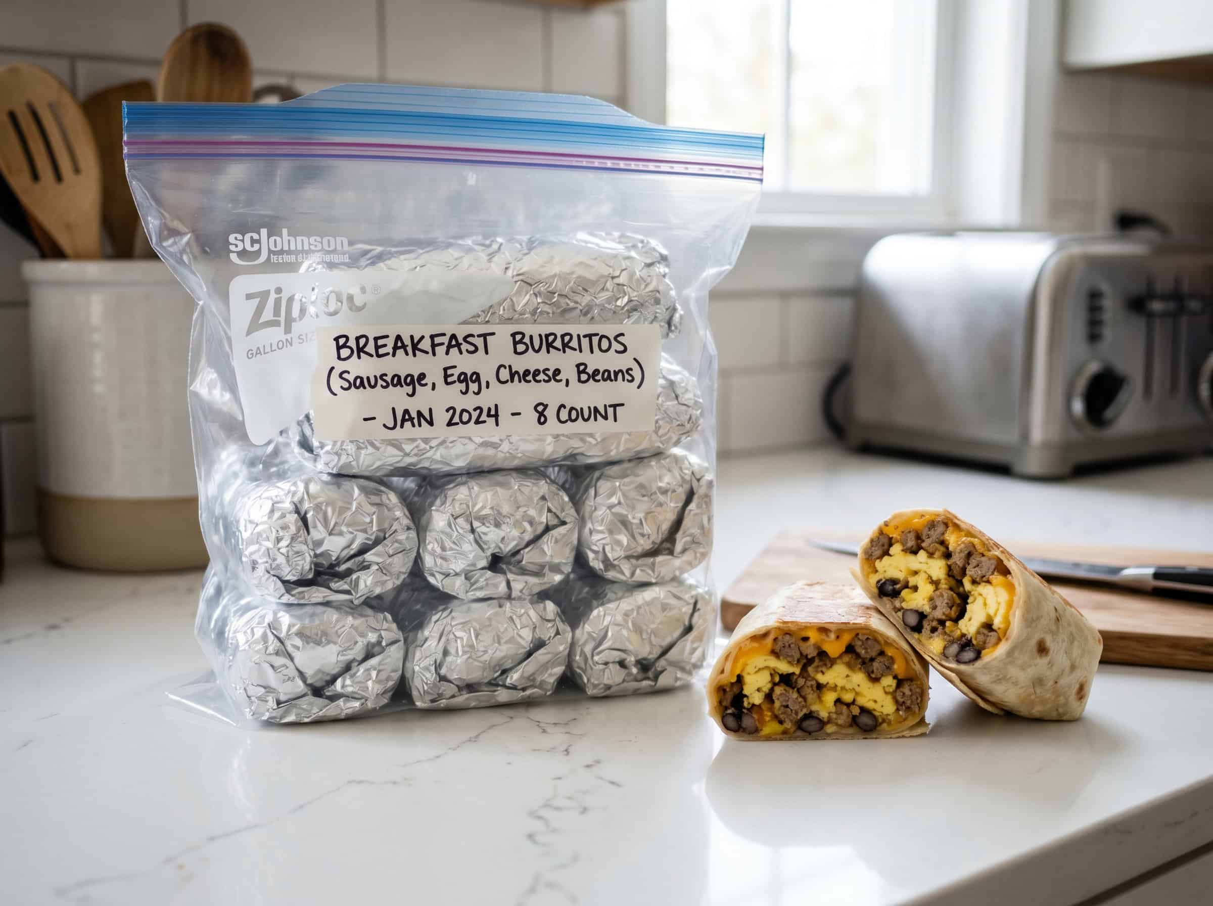 Freezer Breakfast Burritos