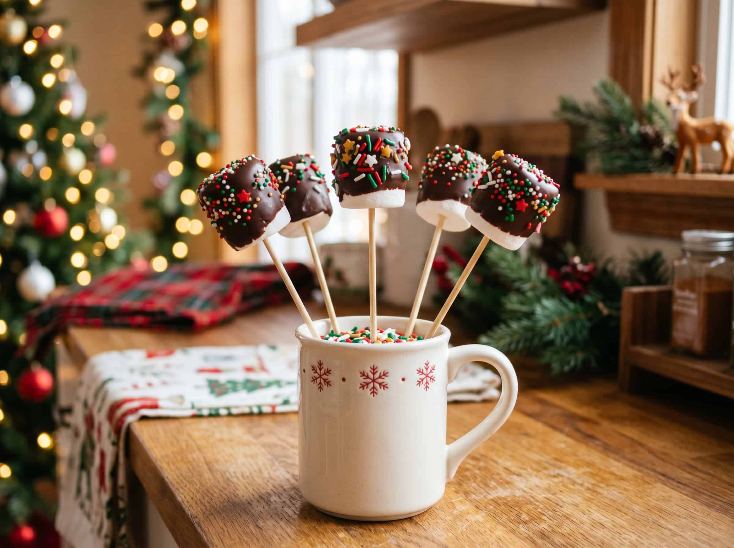Chocolate-Covered Marshmallows on Sticks