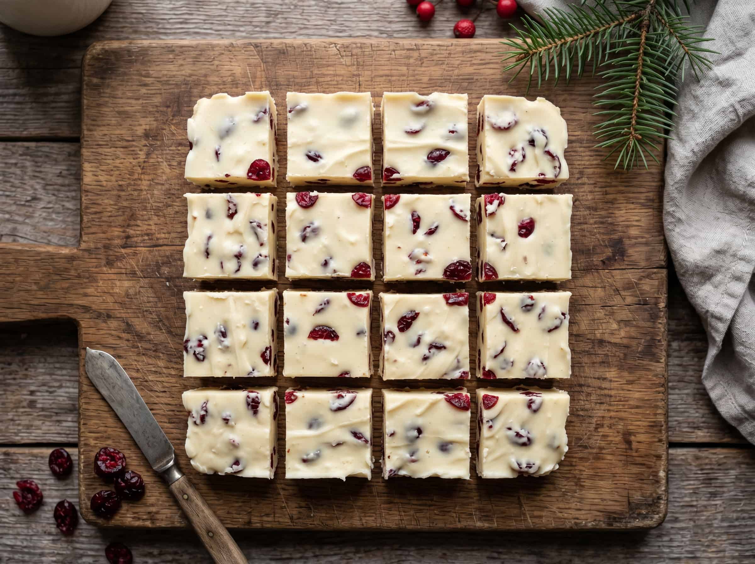 White Chocolate Cranberry Fudge