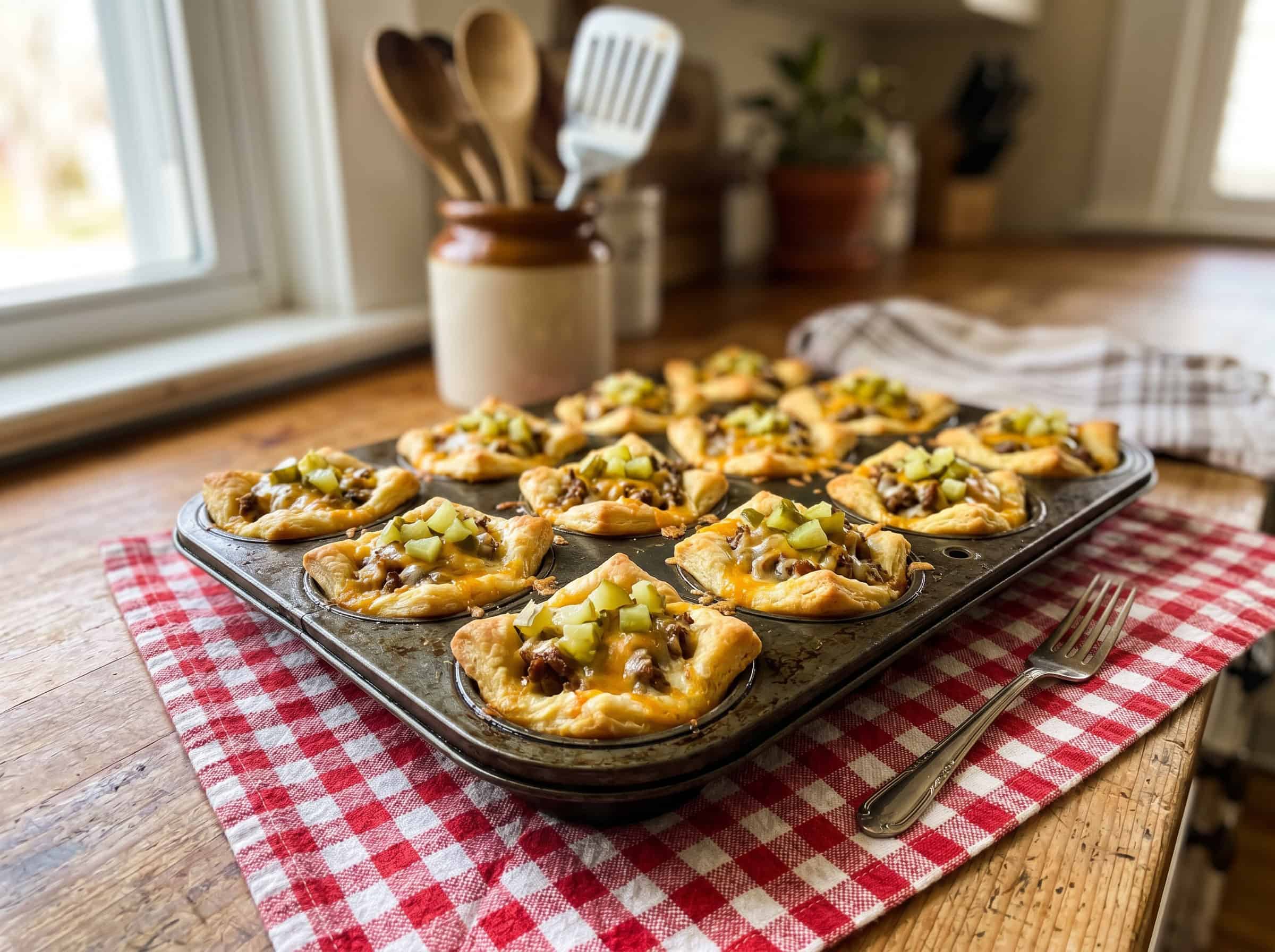 Crescent Roll Cheeseburger Dip Cups