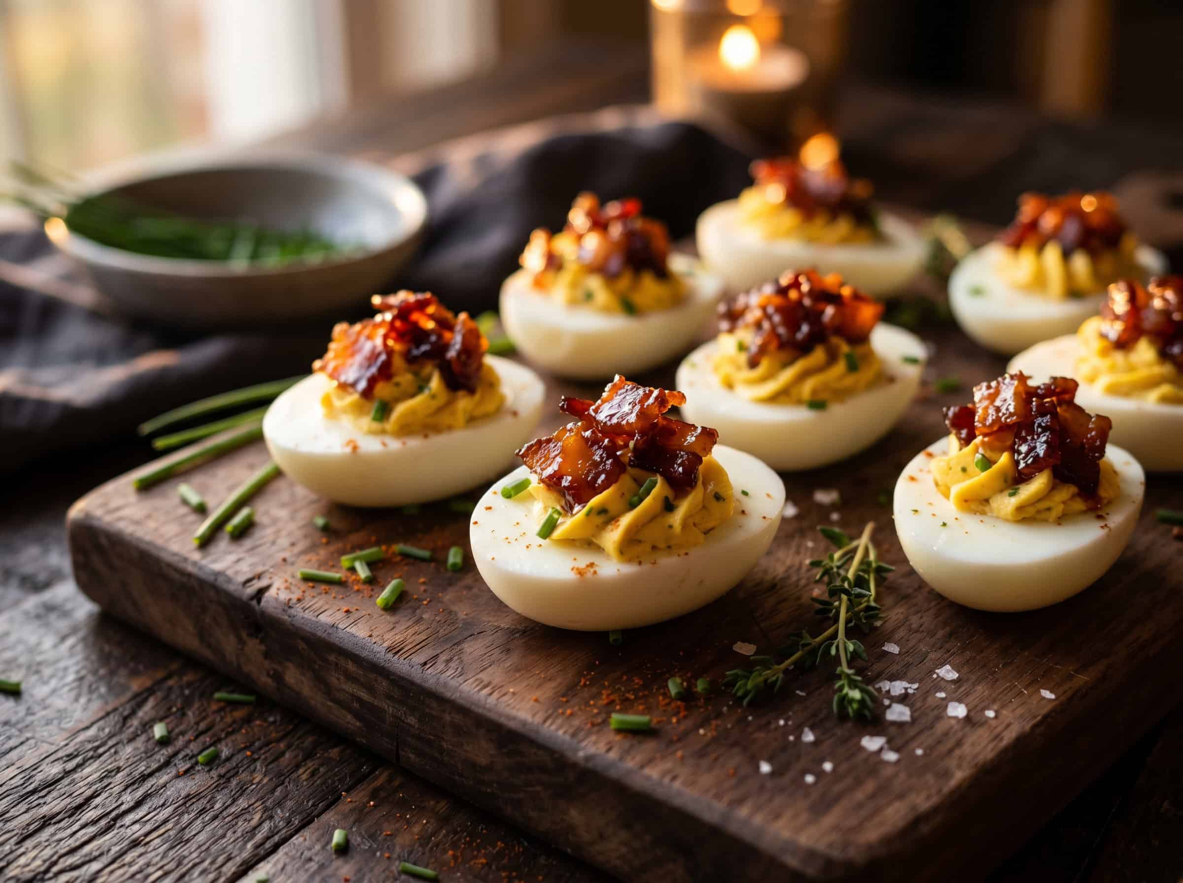 Candied Bacon Deviled Eggs