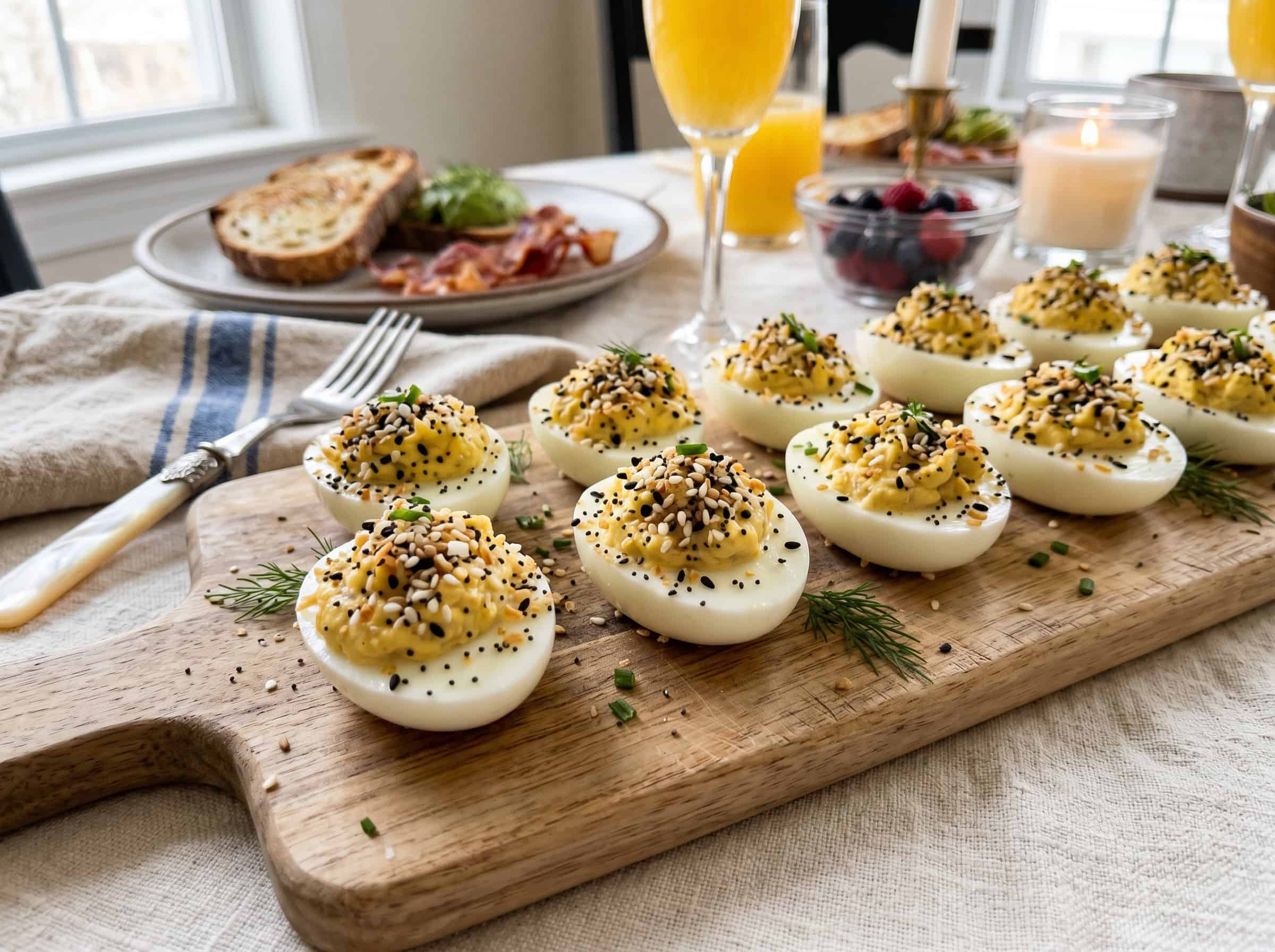 Everything Bagel Deviled Eggs with Cream Cheese