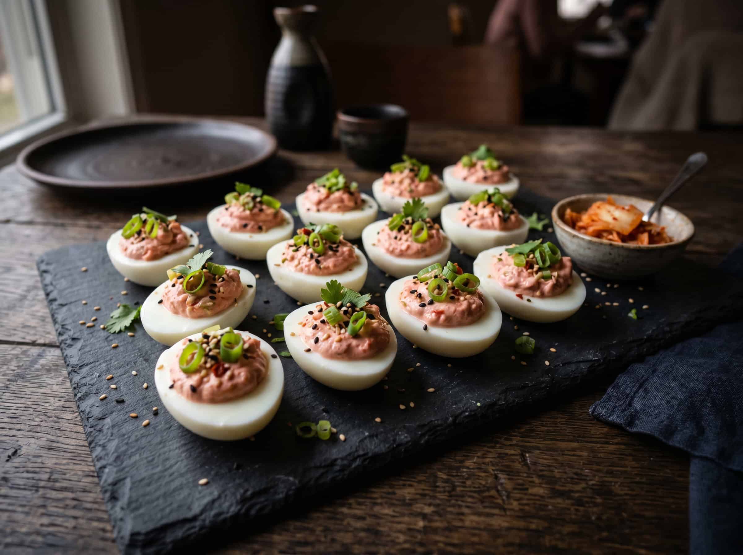Kimchi Deviled Eggs