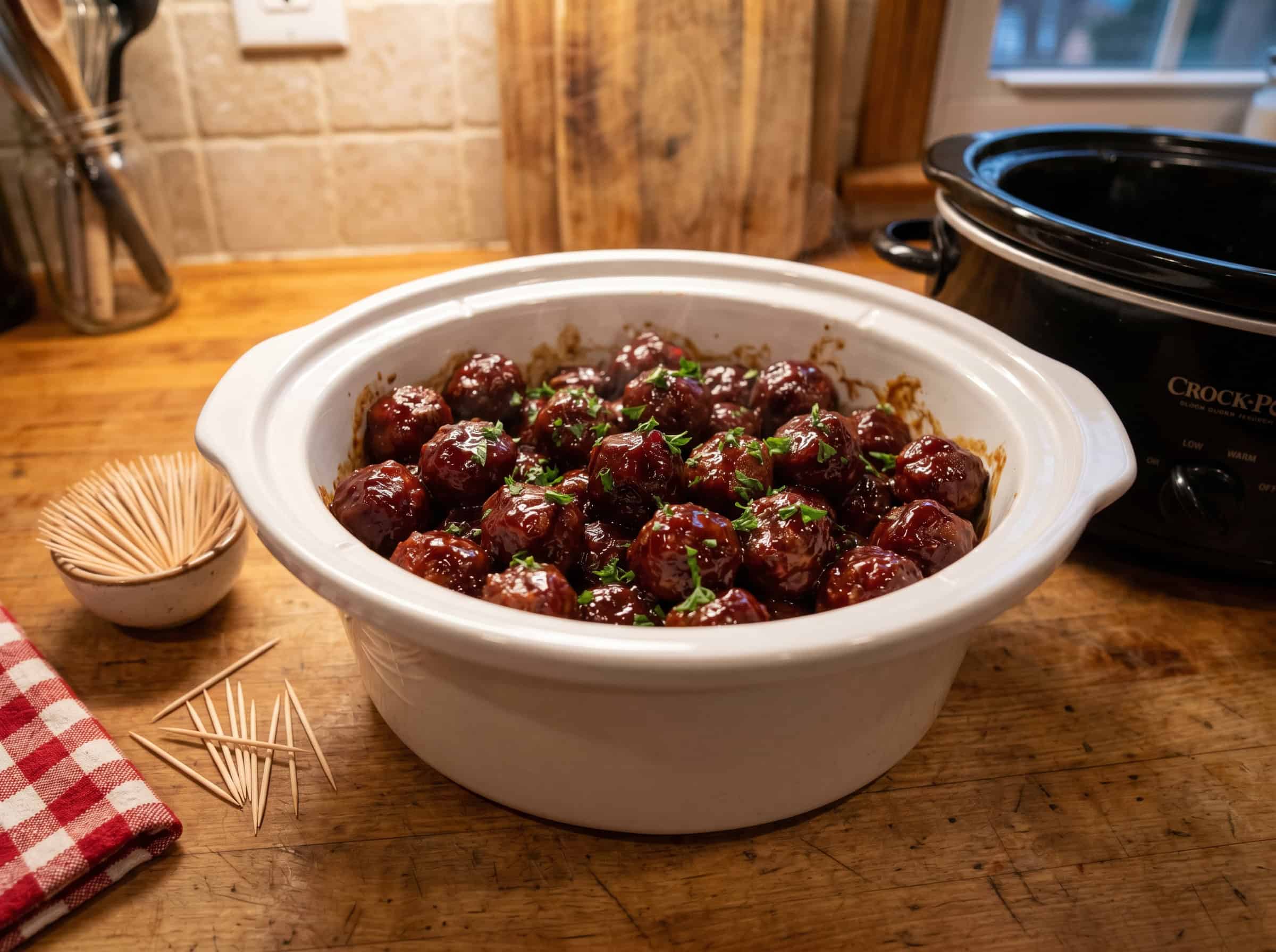 Slow Cooker Grape Jelly BBQ Meatballs