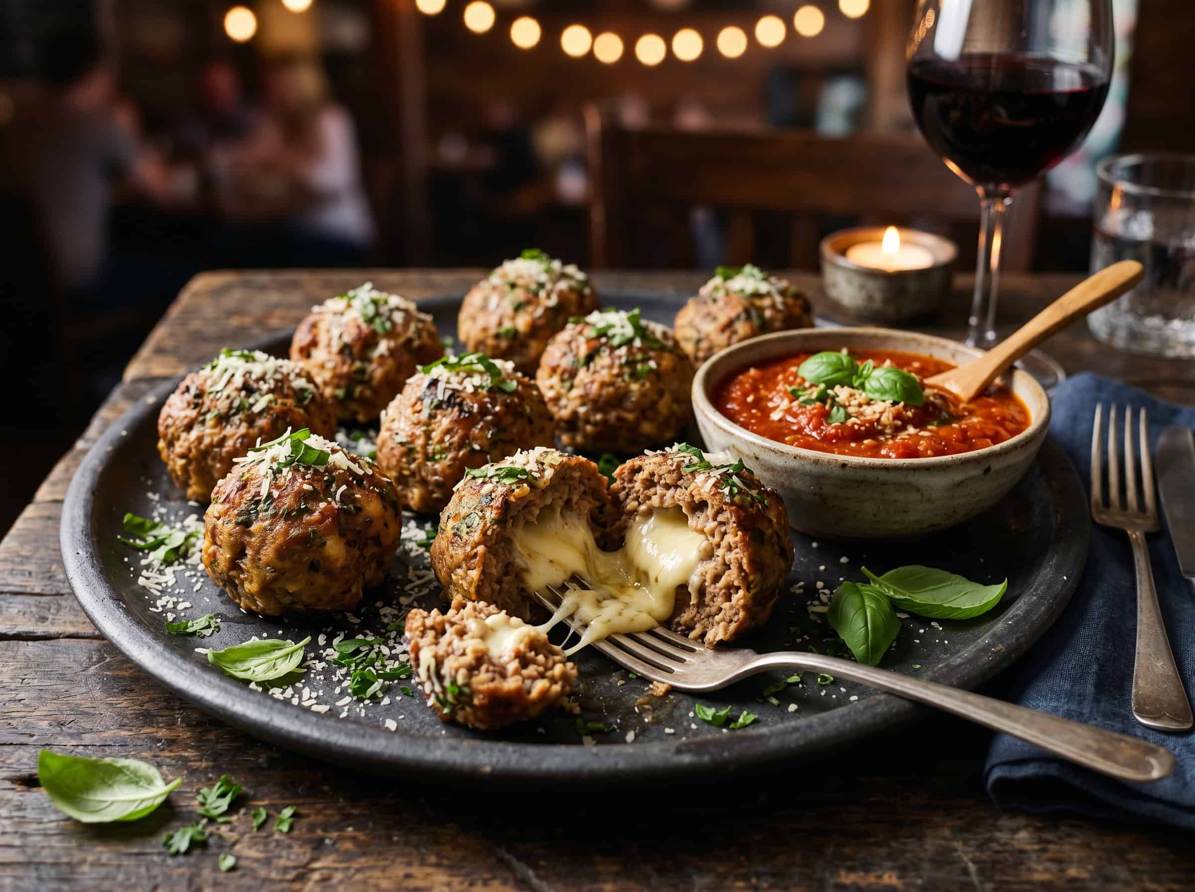 Four-Cheese Stuffed Meatballs