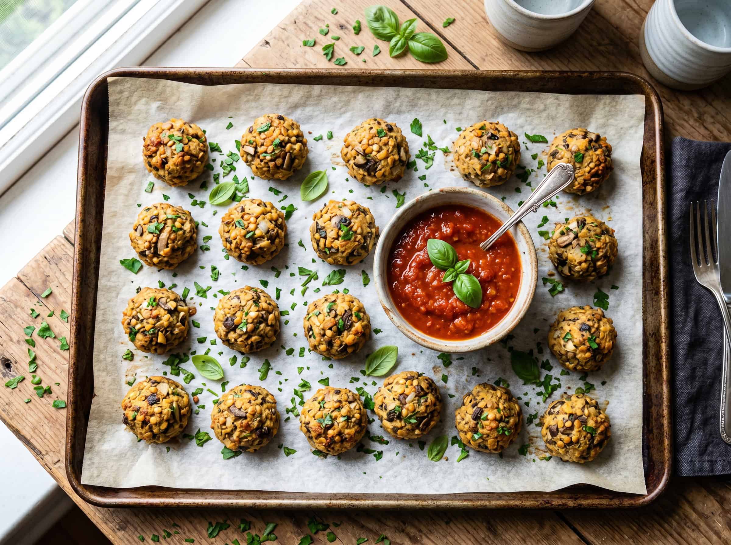 Lentil and Mushroom Vegetarian Meatballs
