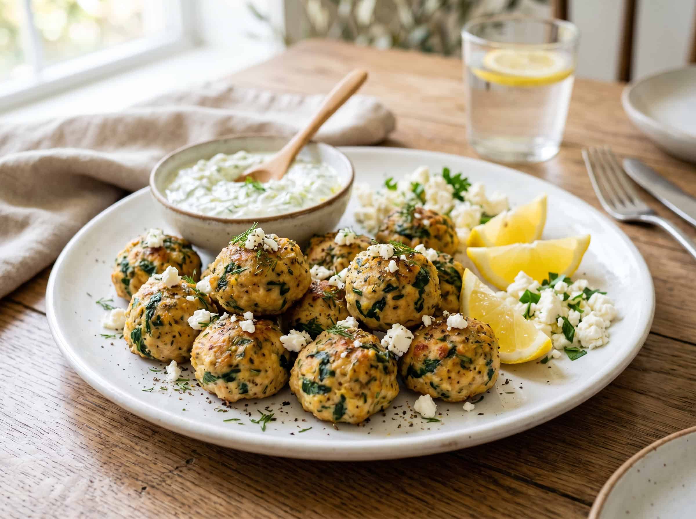 Baked Spinach and Feta Turkey Meatballs