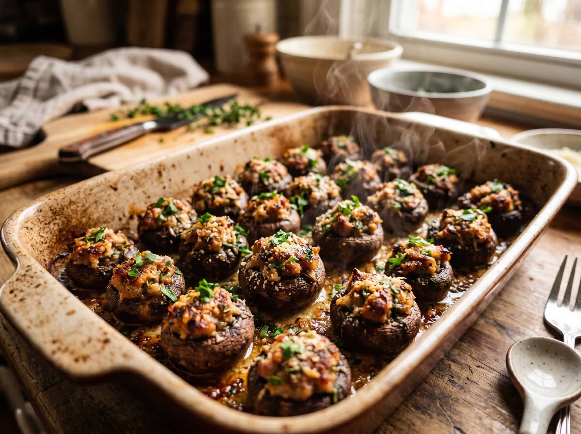 Italian Sausage and Parmesan Stuffed Mushrooms