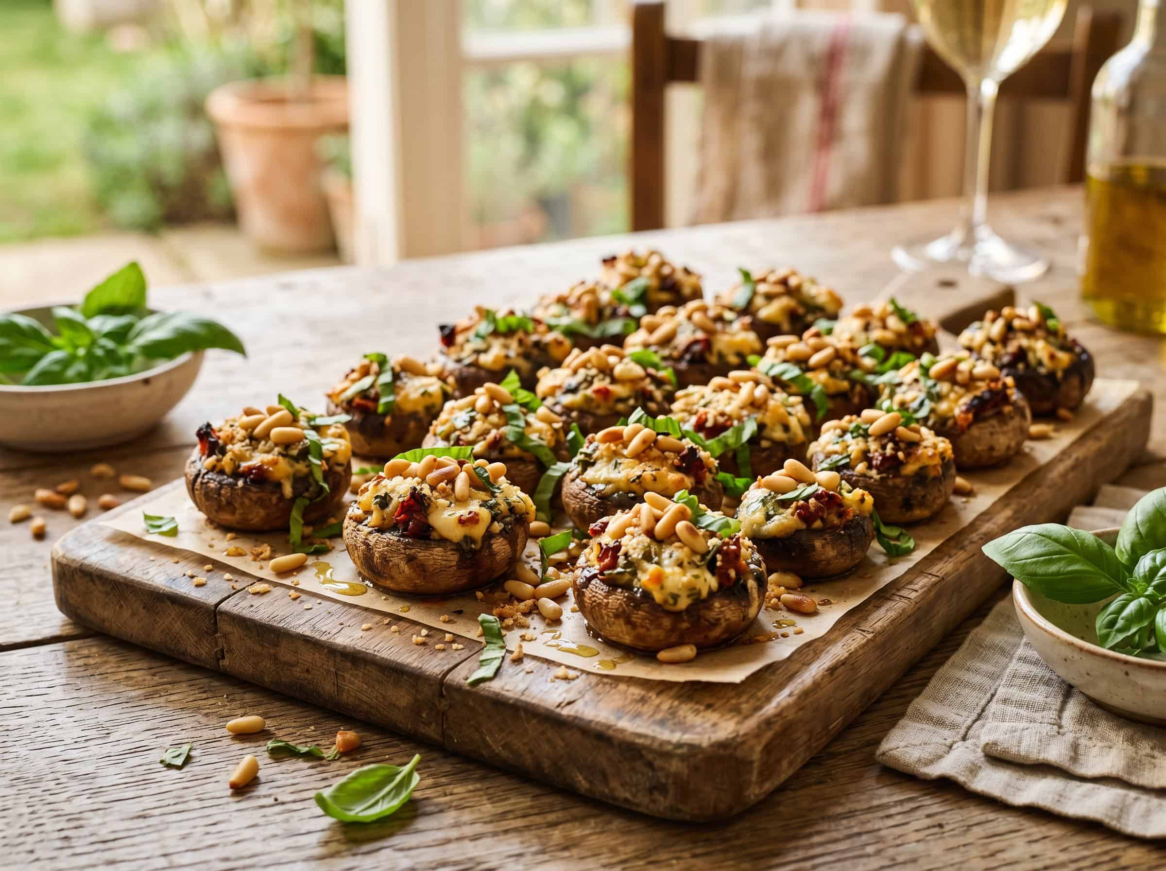 Goat Cheese and Sun-Dried Tomato Stuffed Mushrooms