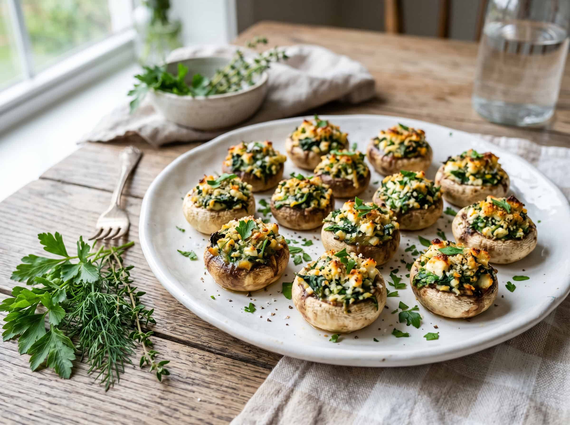 Spinach Feta Stuffed Mushrooms