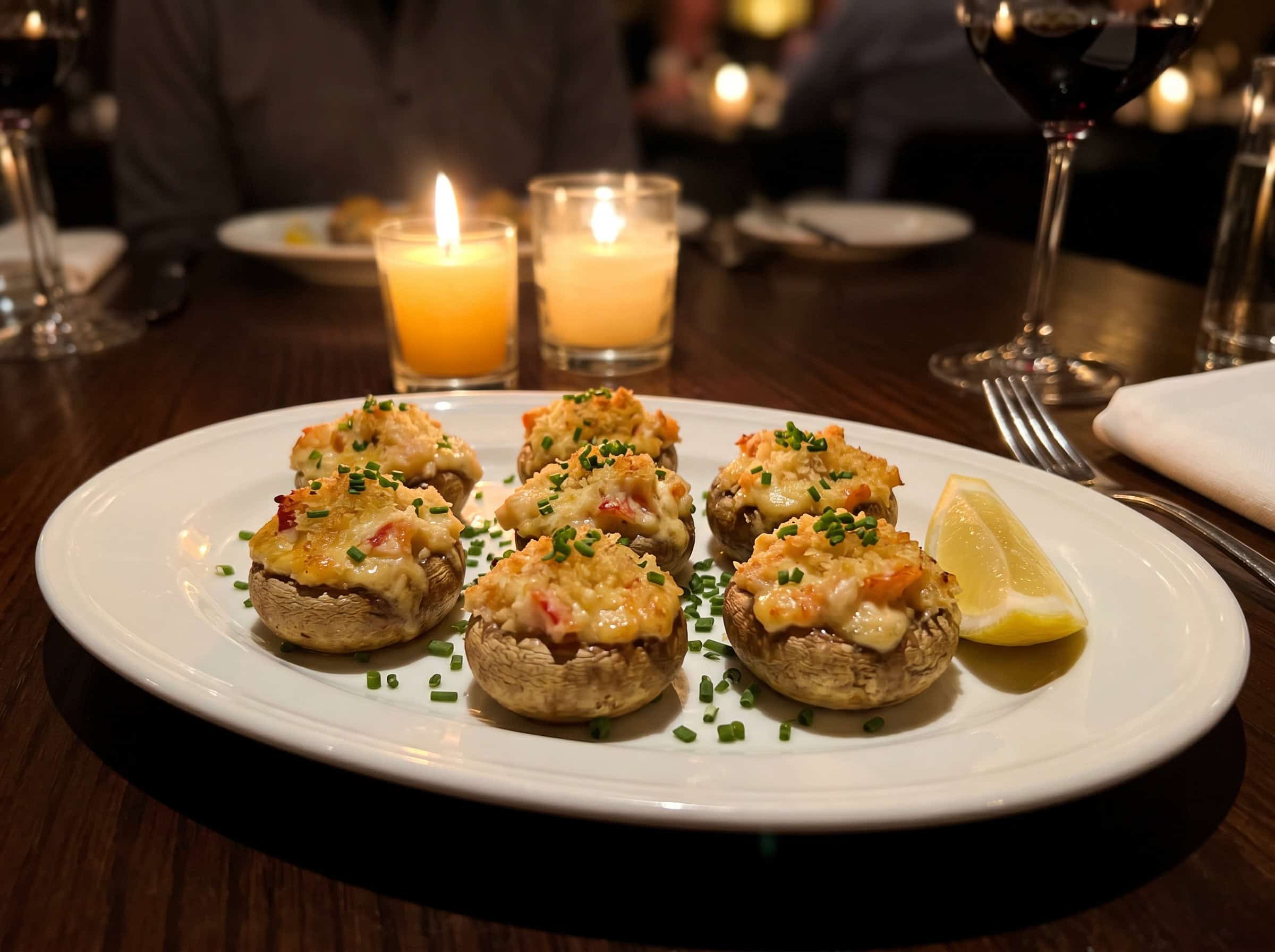 Lobster and Cream Cheese Stuffed Mushrooms