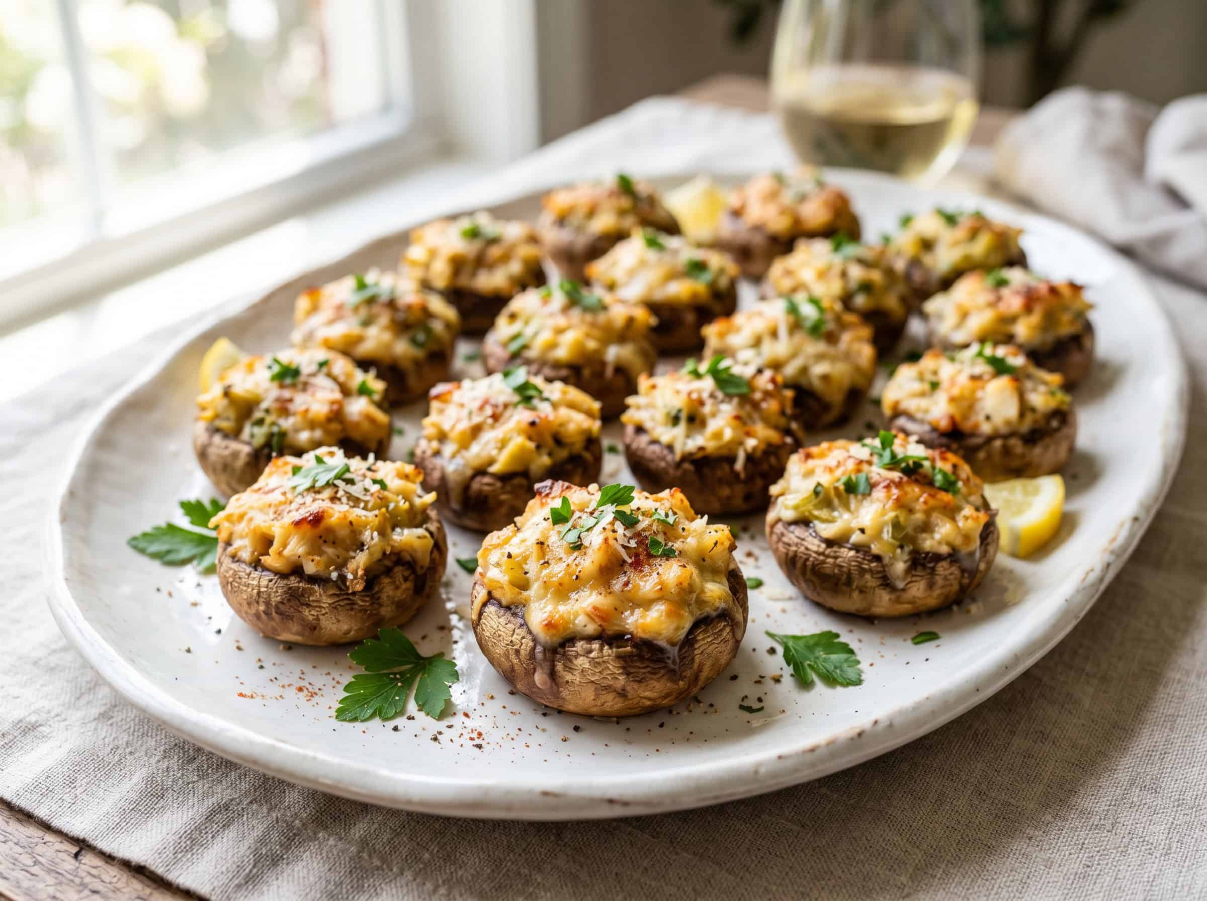 Crab and Artichoke Stuffed Mushrooms