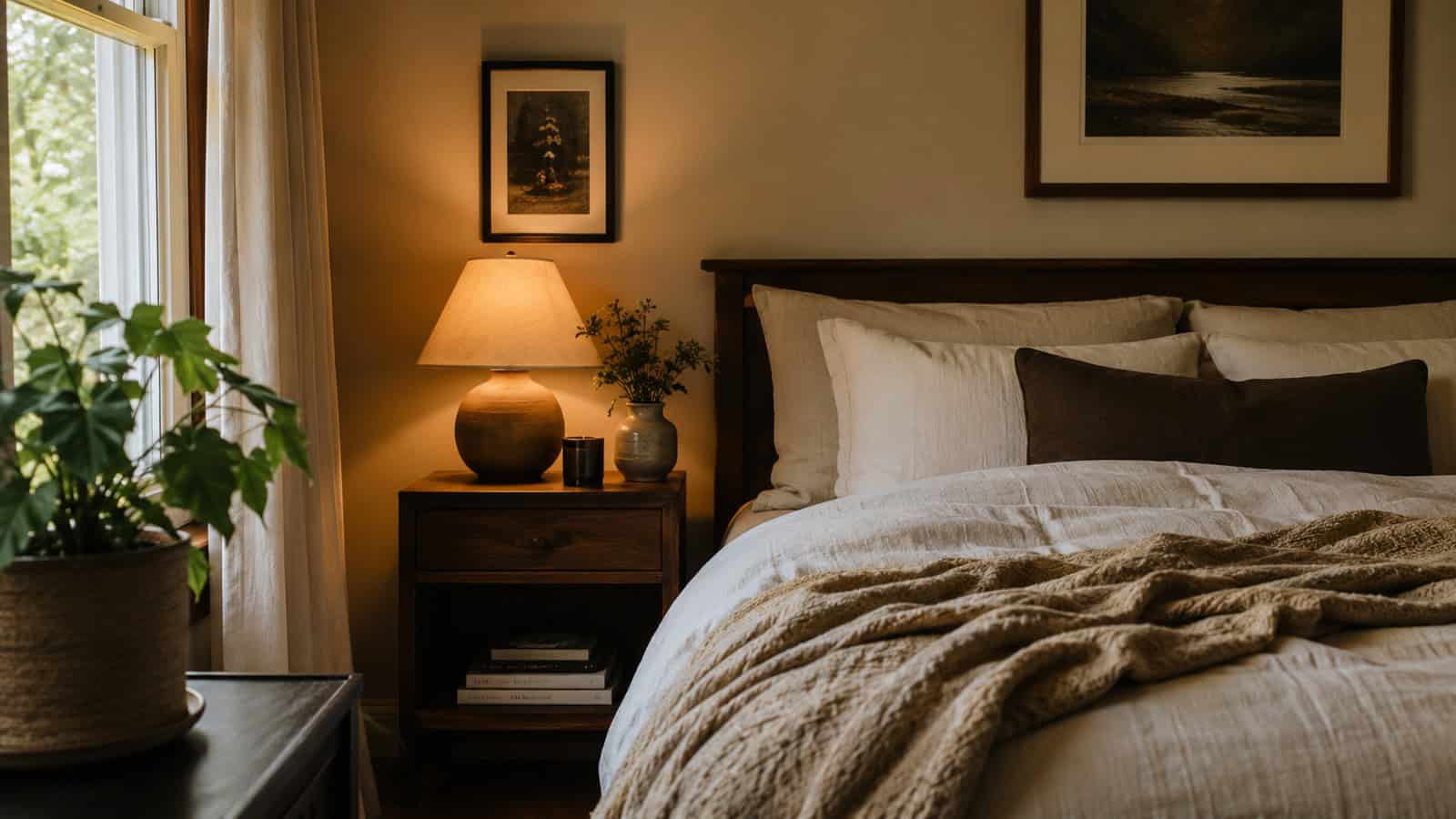 cozy grown up room decor with a lamp throw blanket and framed art