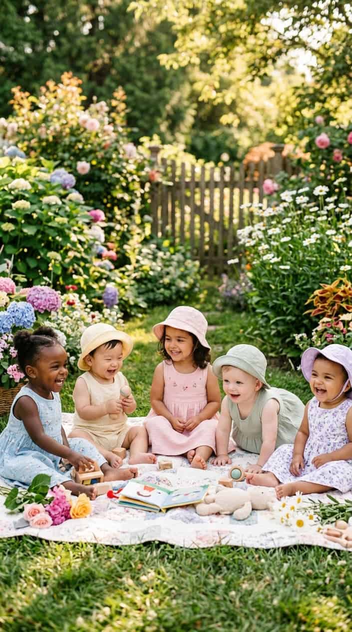17 Baby Dress Designs for Summer That Are Actually Soft Enough to Wear 20 Babies and toddlers wearing soft summer dresses playing outdoors on grass in a sunny garden.