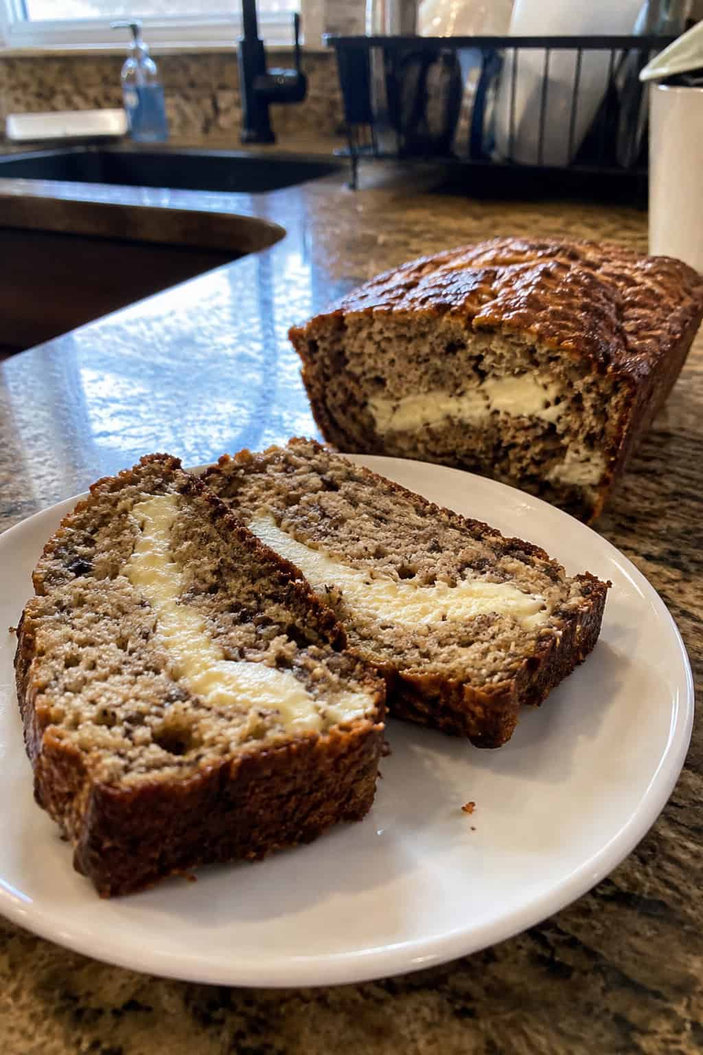 Cream Cheese Stuffed Banana Bread