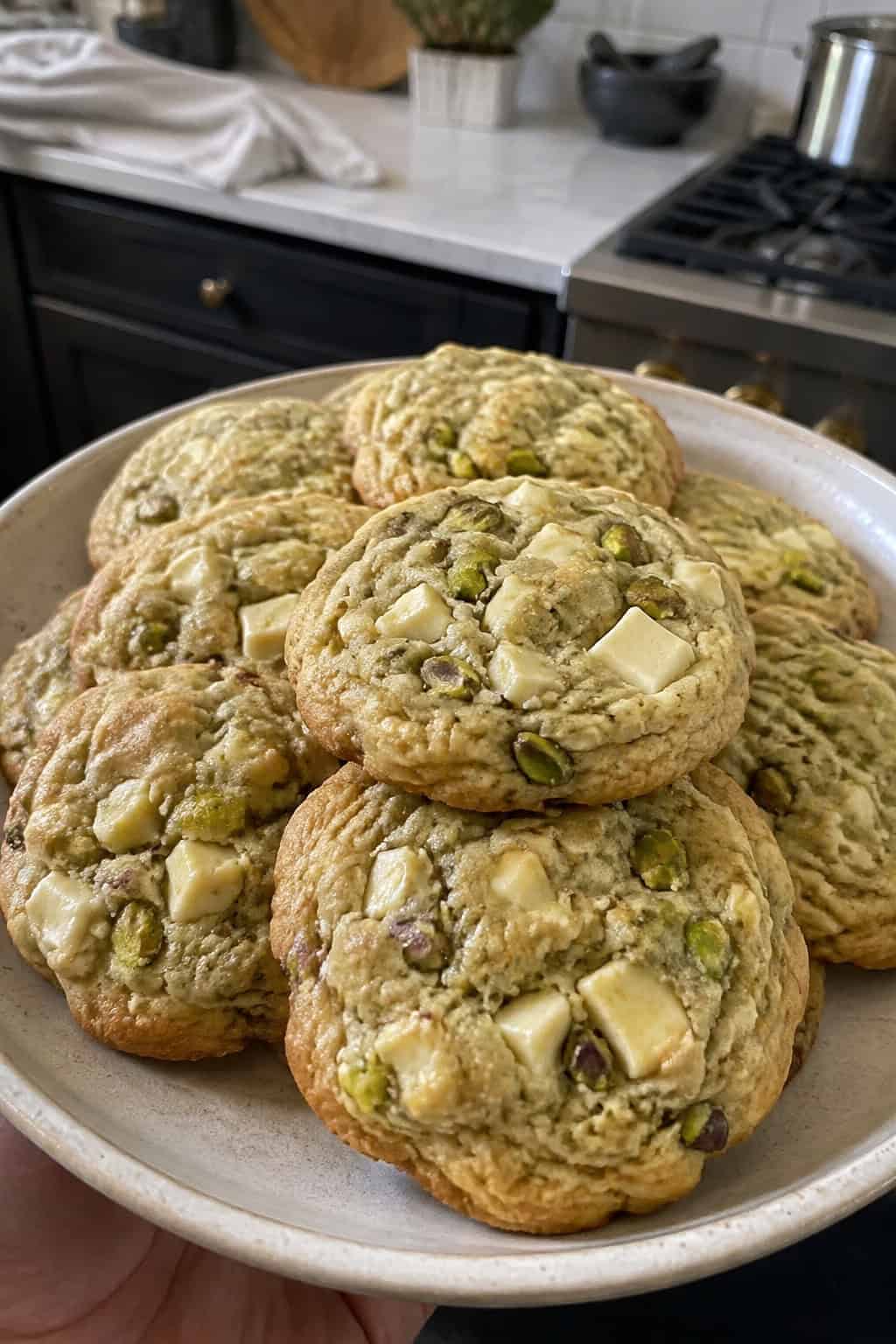 Pistachio White Chocolate Chunk Cookies