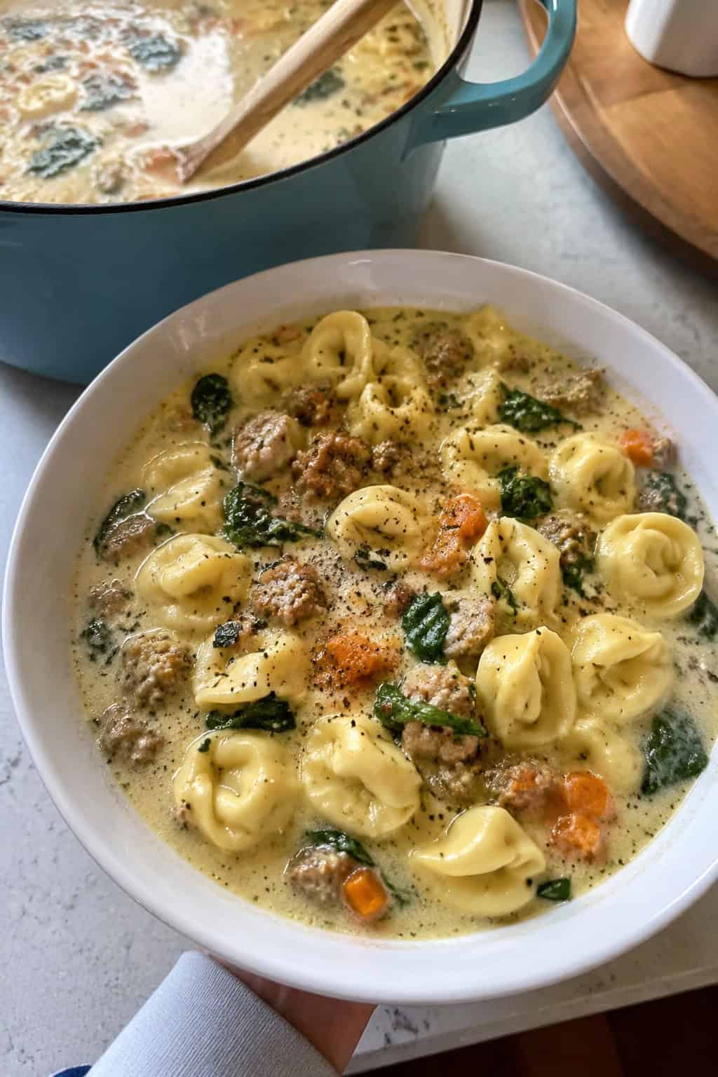 Classic Creamy Sausage and Tortellini Soup