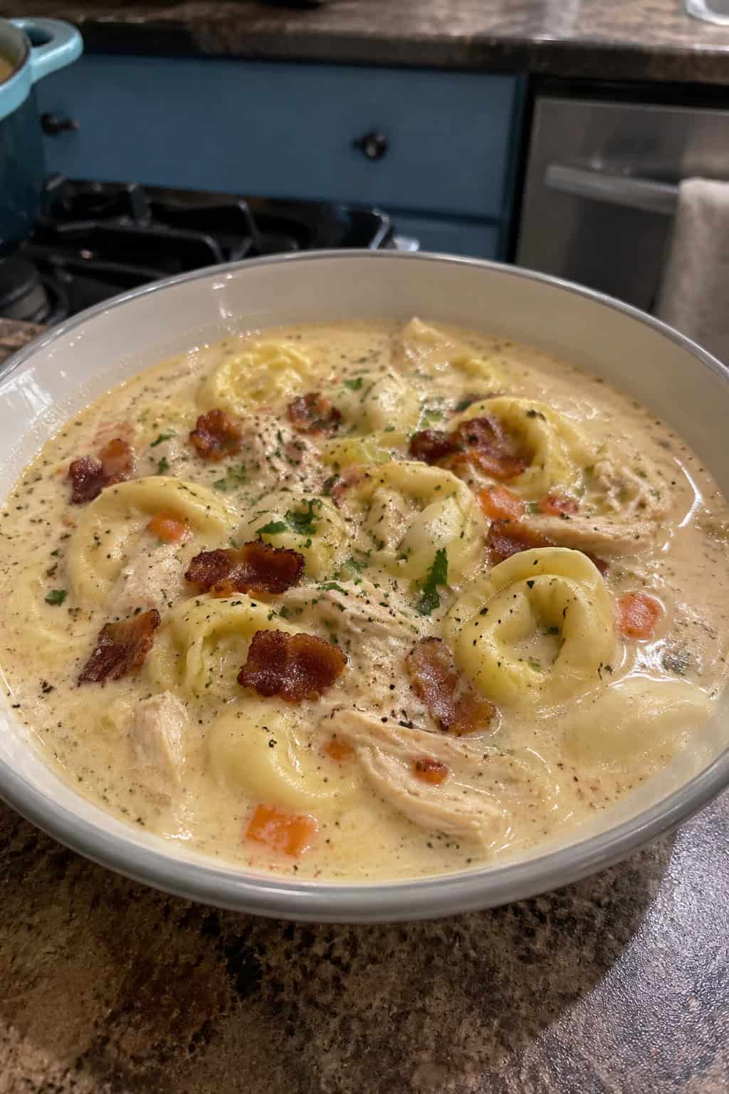 Creamy Chicken and Bacon Tortellini Soup