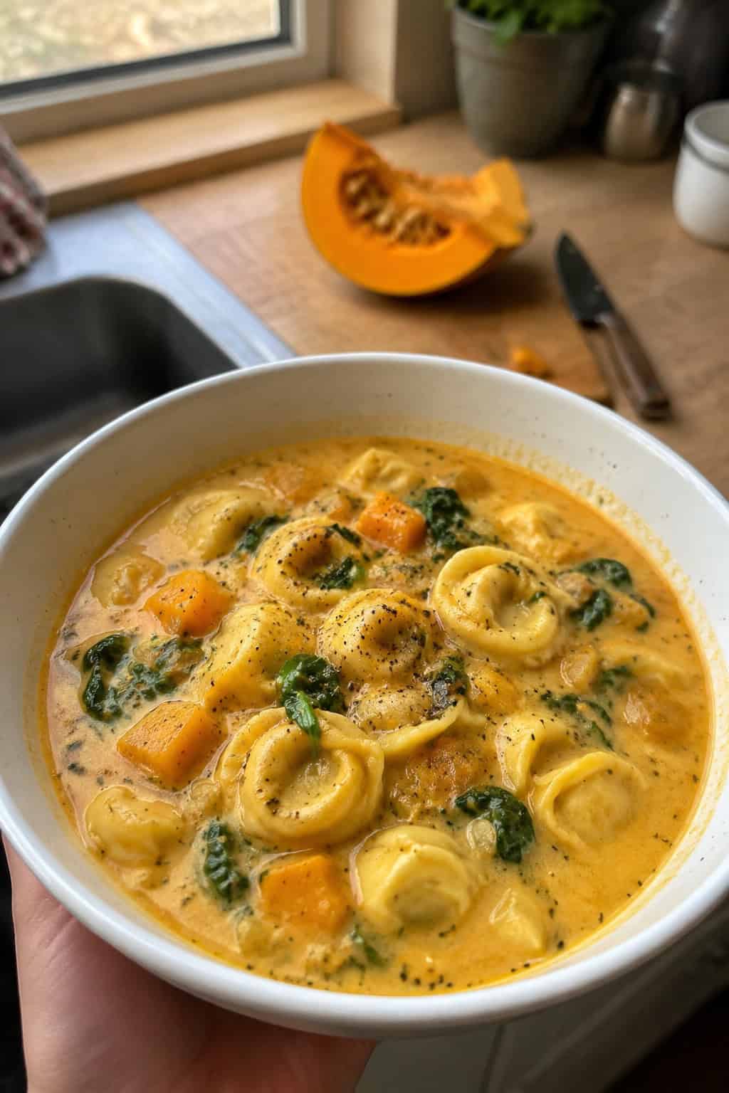 Creamy Pumpkin Tortellini Soup