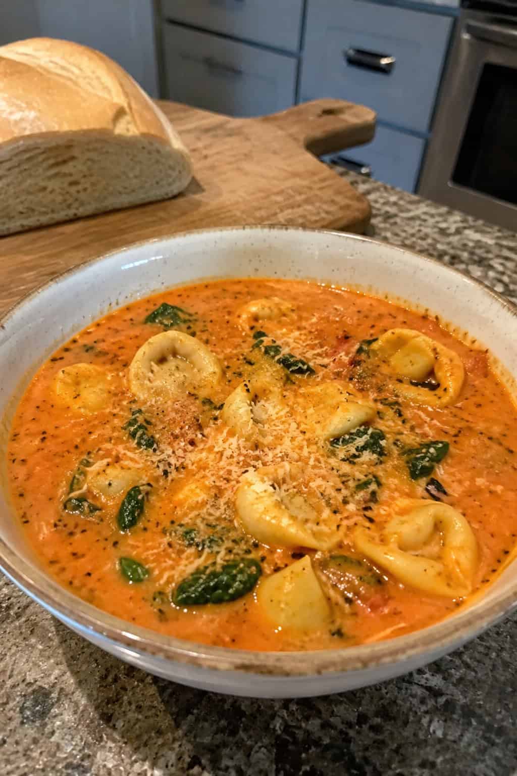 Roasted Red Pepper Tortellini Soup