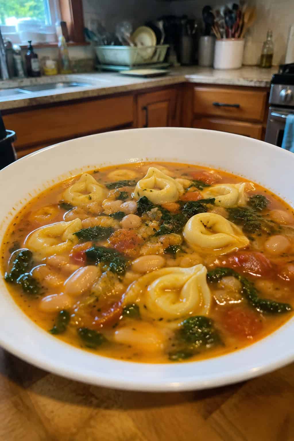 Tuscan Tortellini Soup with White Beans