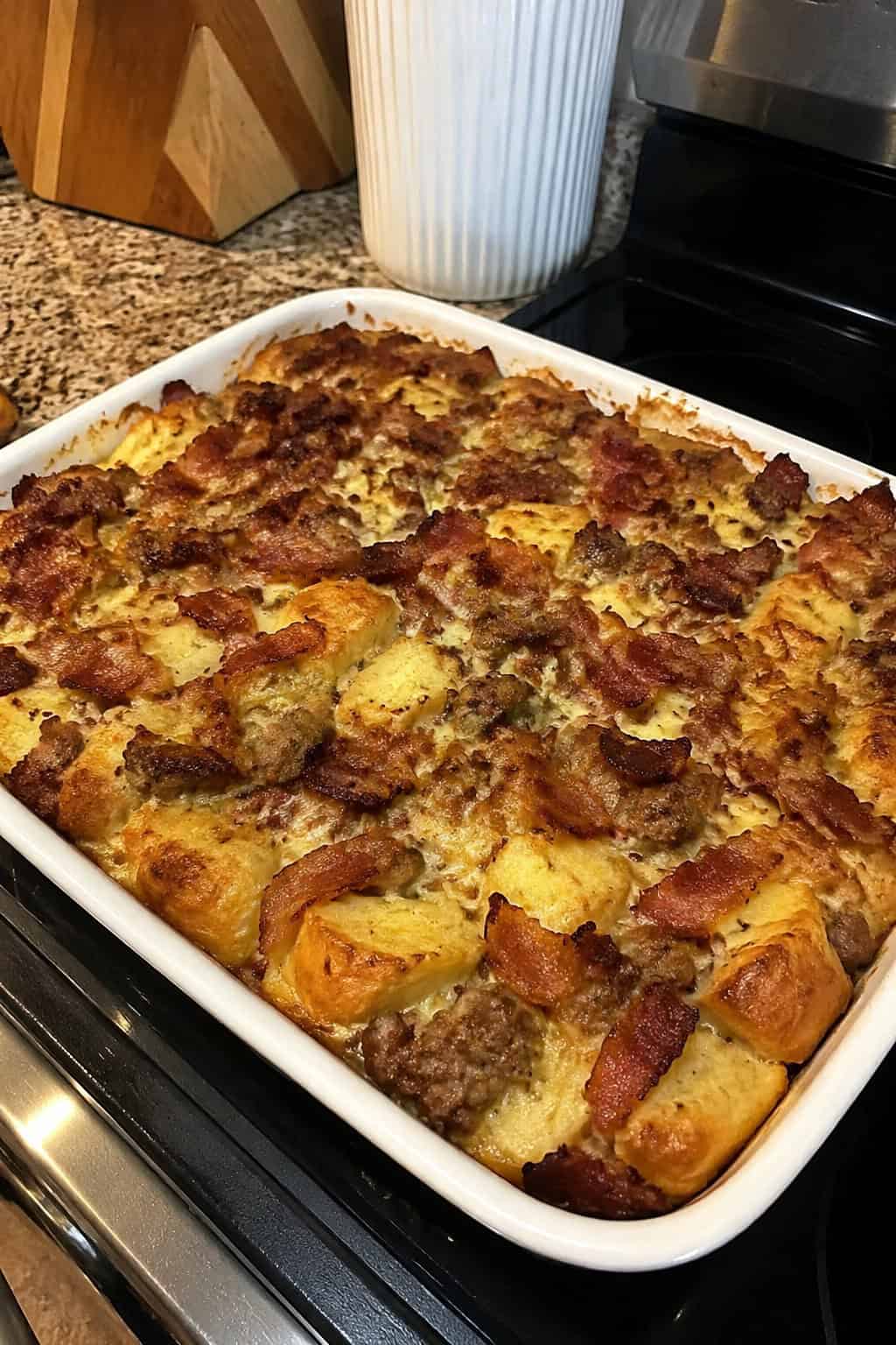 Bacon and Sausage Gravy Breakfast Casserole