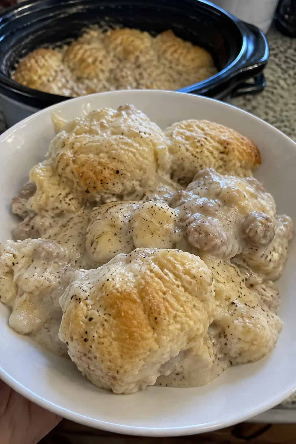 Crockpot Biscuits and Gravy Casserole