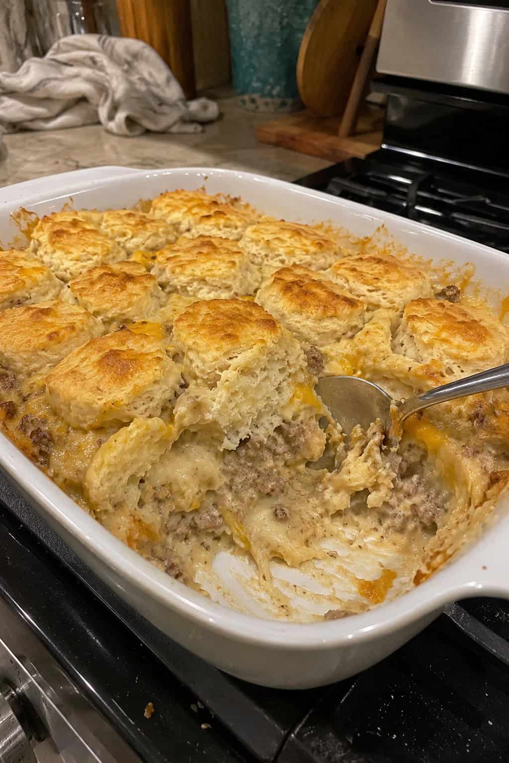 Hashbrown and Biscuit Gravy Casserole