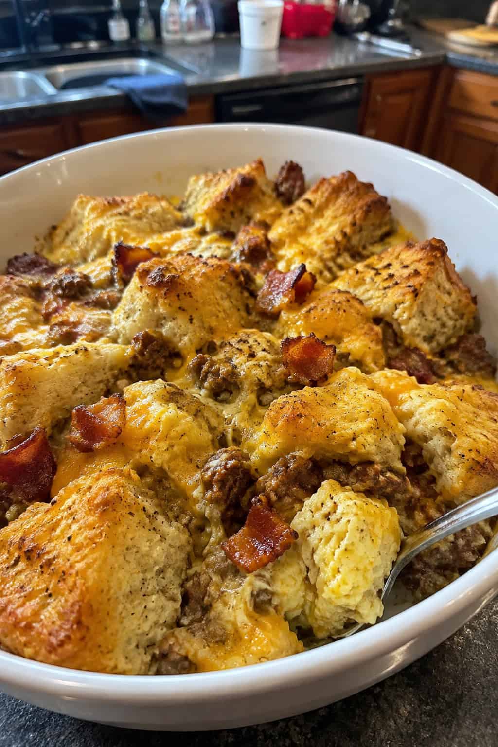 Loaded Meatlover's Biscuit Casserole