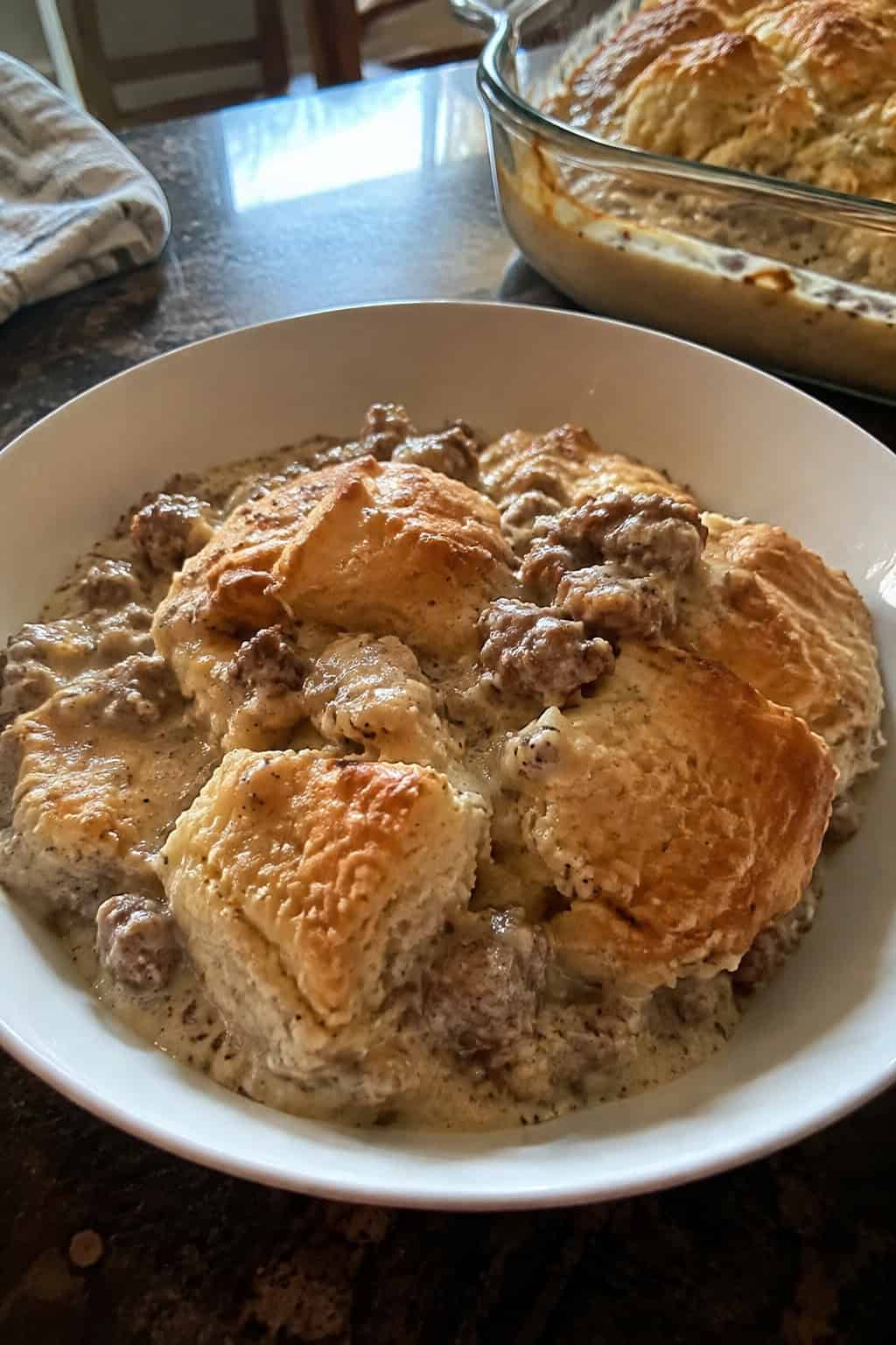 Overnight Biscuits and Gravy Bake