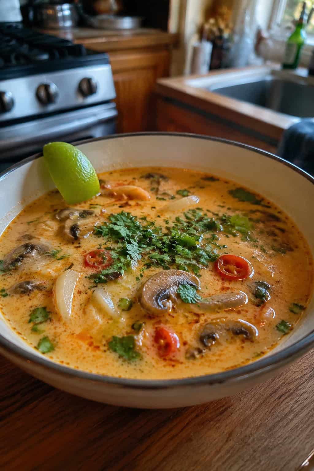Spicy Thai-Inspired Coconut Mushroom Soup