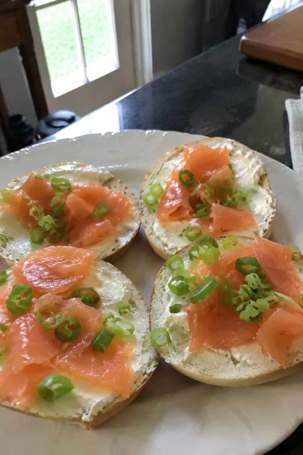 Bagel Halves with Cream Cheese