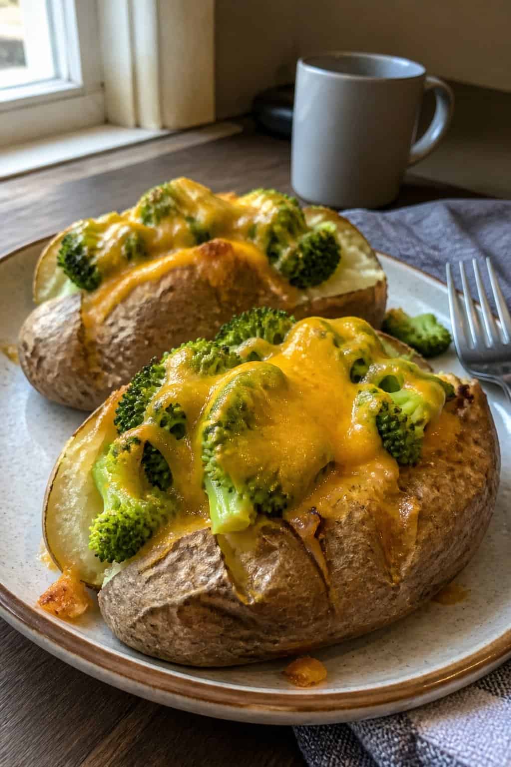 17 Budget Dinners That Use What You Already Bought 10 Two split baked potatoes topped with steamed broccoli and melted cheese.