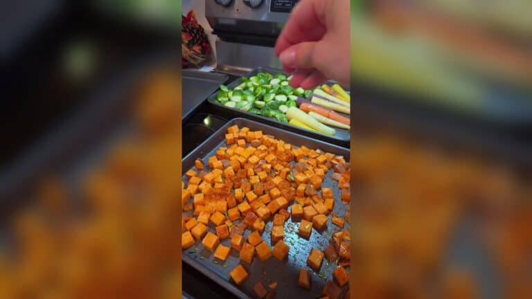 30-Minute Sheet Pan Flounder with Sweet Potatoes and Rainbow Carrots