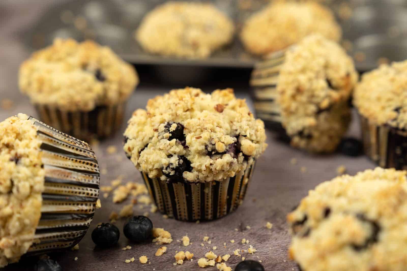 Blueberry Streusel Muffins on a plate