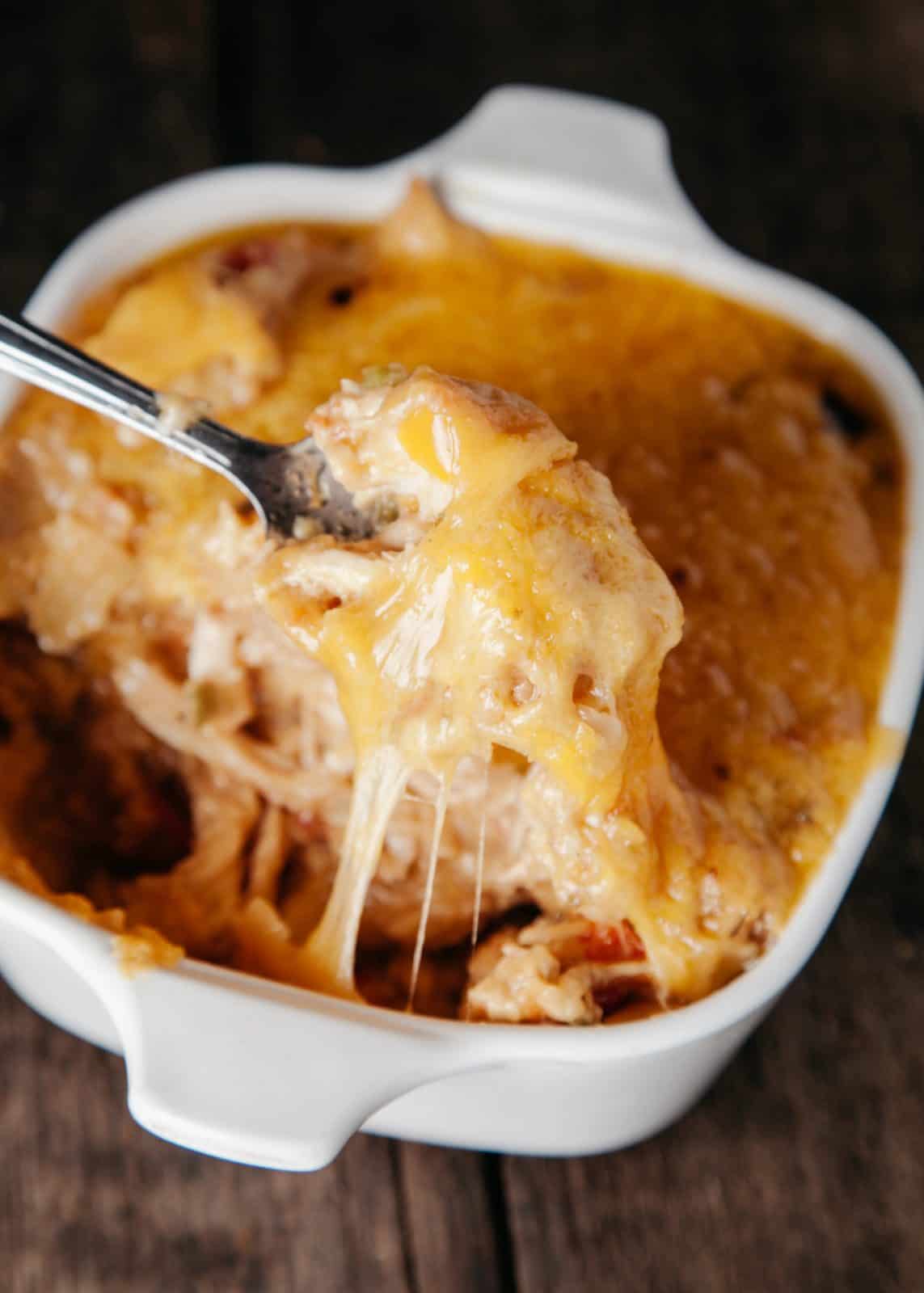 Chicken and Stuffing Casserole on a plate