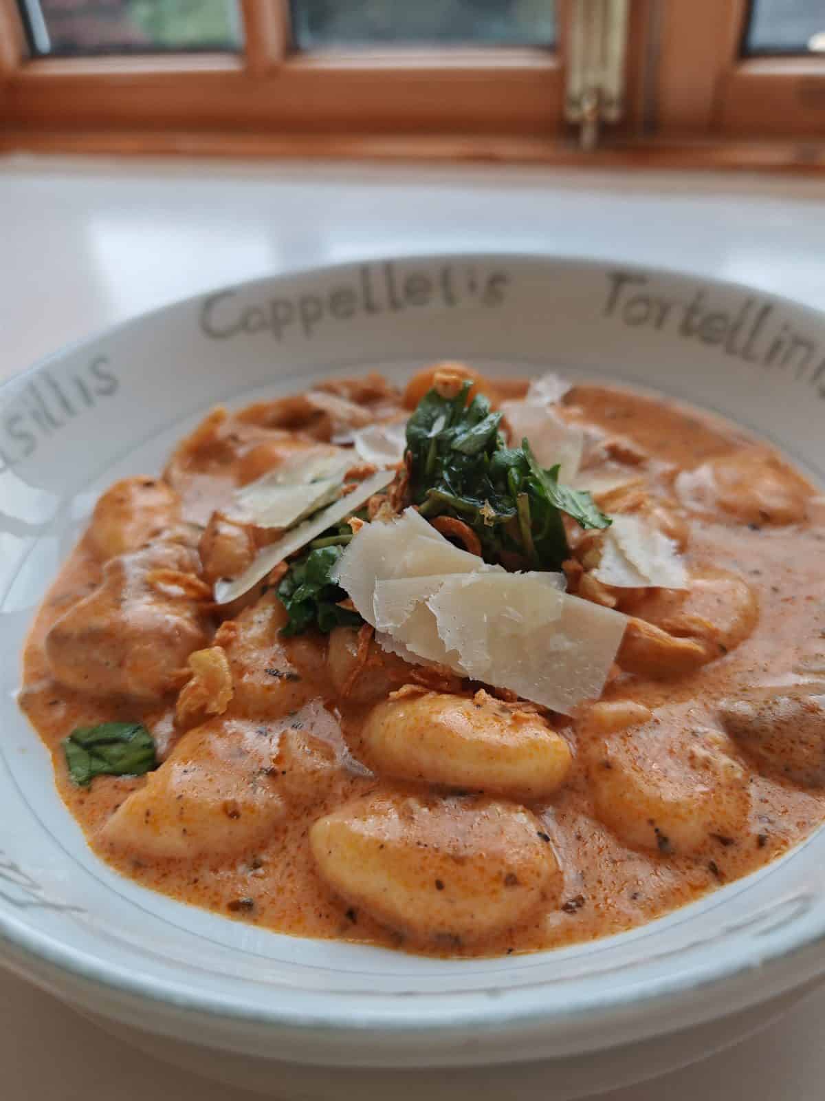 Chicken gnochhi served