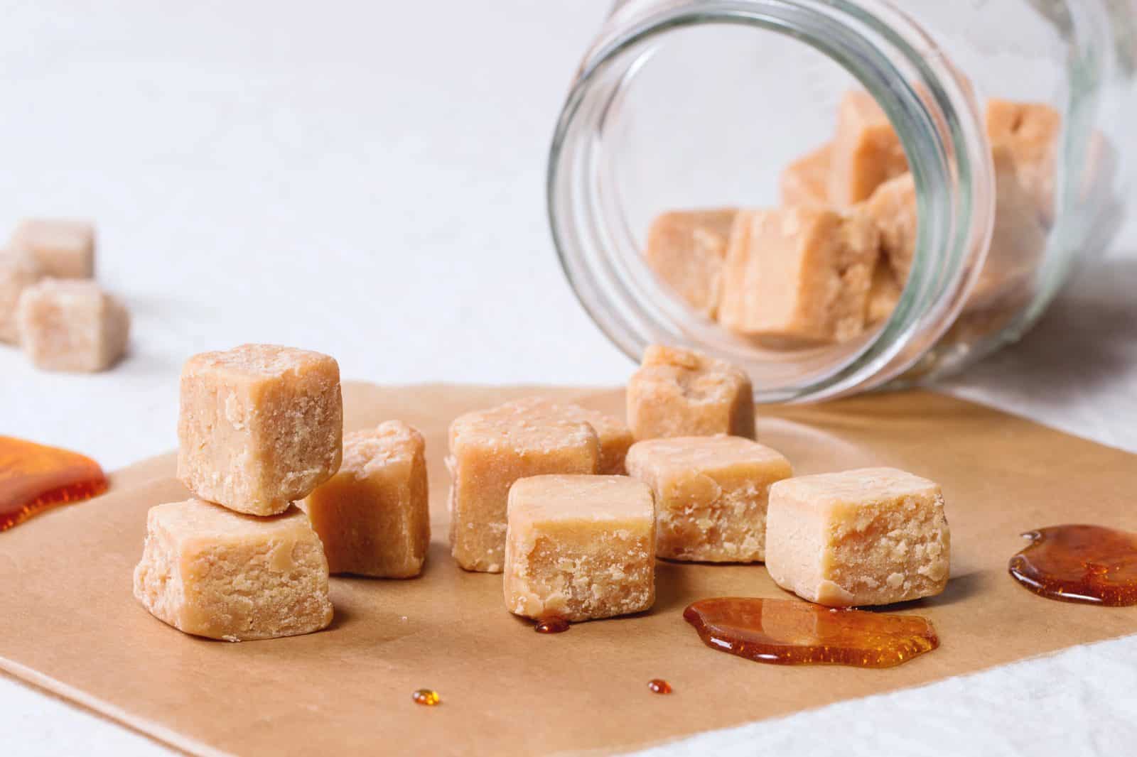 Easy Cookie Butter Fudge on a plate