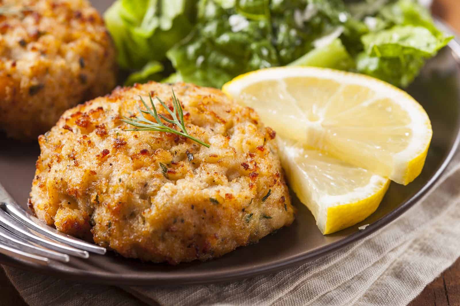 Crab Cakes with Aioli on a plate