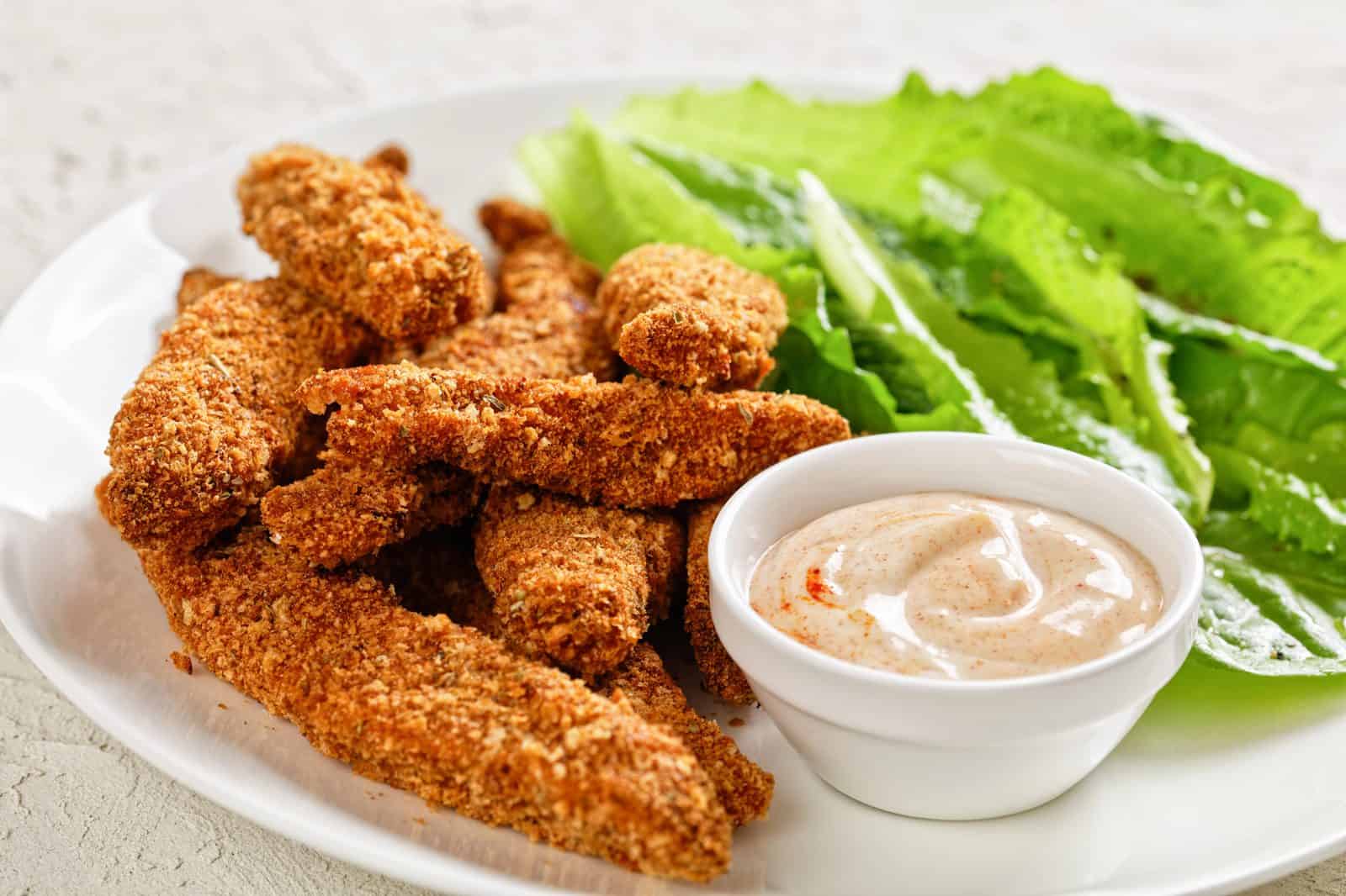 Crispy Oven-Baked Chicken Tenders with Panko on a plate