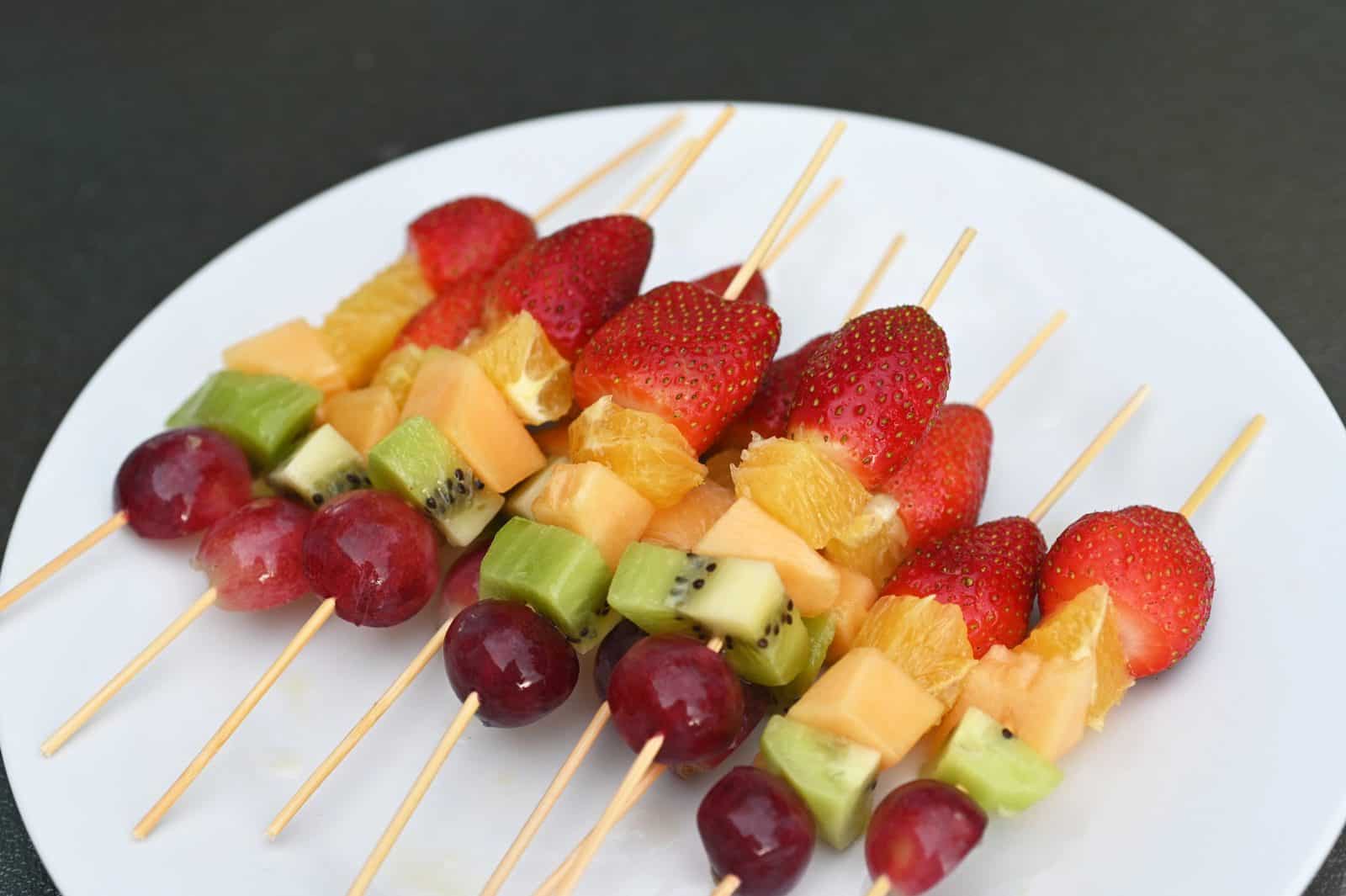DIY Fruit Kebabs on a plate