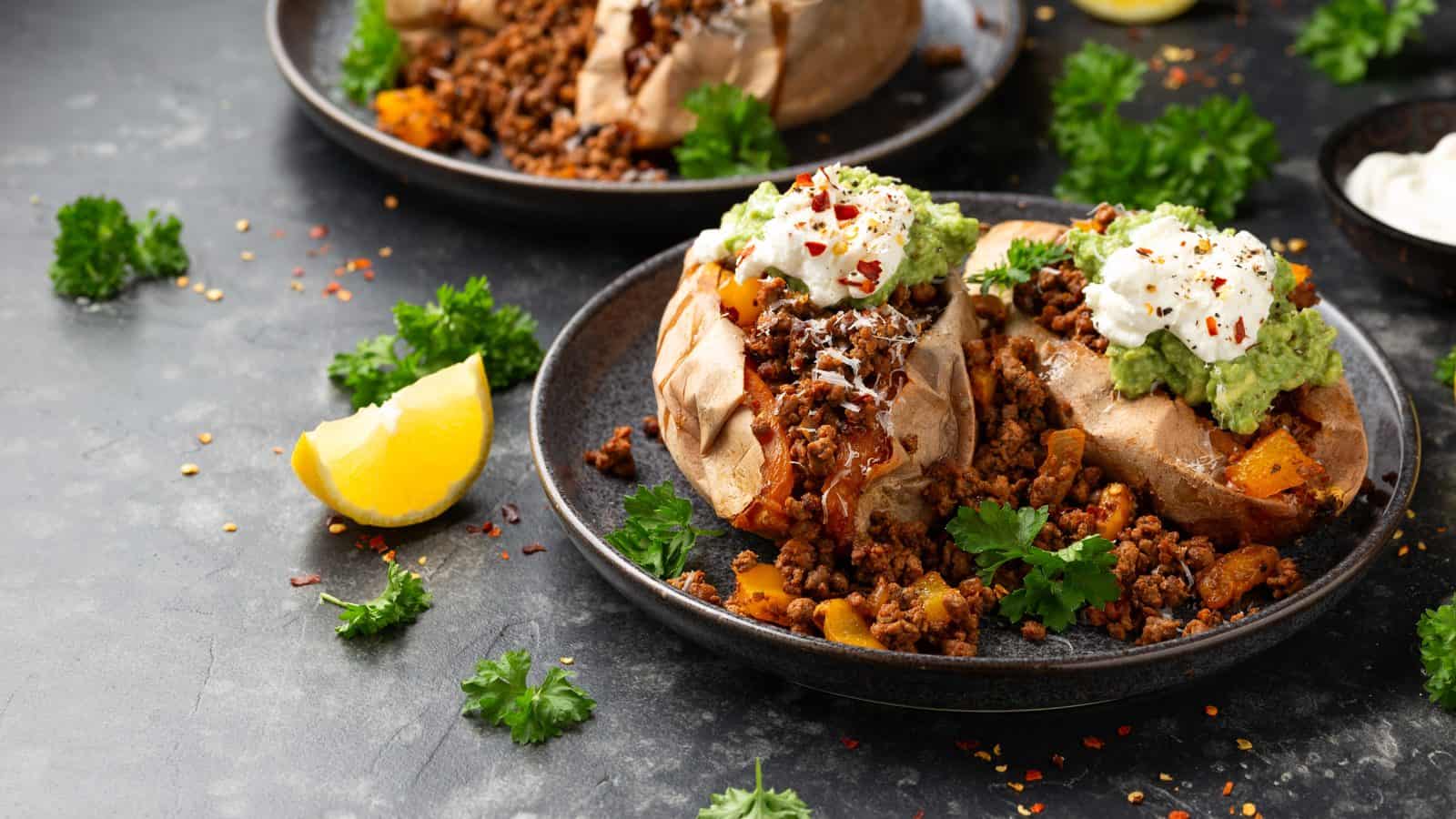 20 Ground Beef Dinners That Stretch One Pound 16 Taco stuffed sweet potato