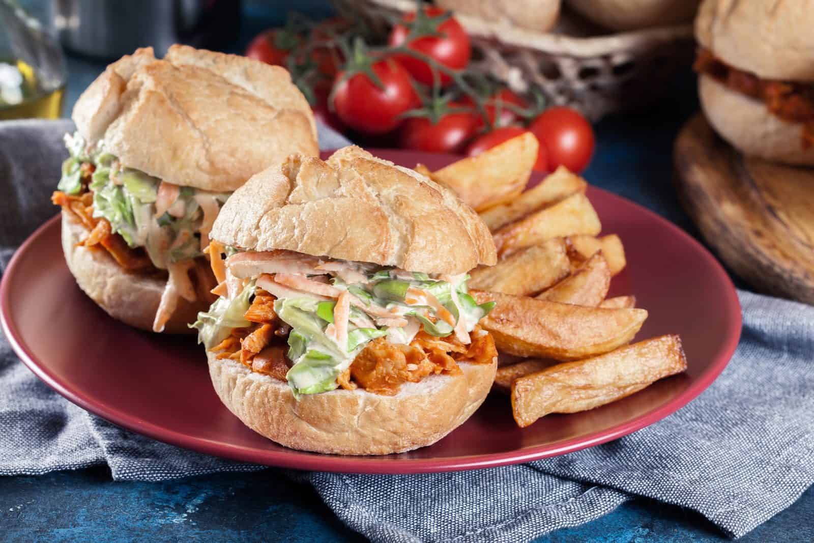 Barbecue shredded chicken sandwich