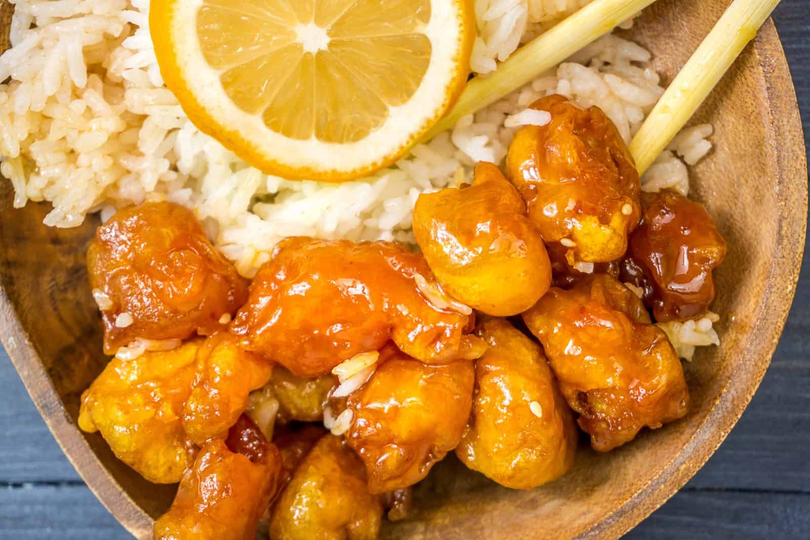 Sticky orange chicken thigh