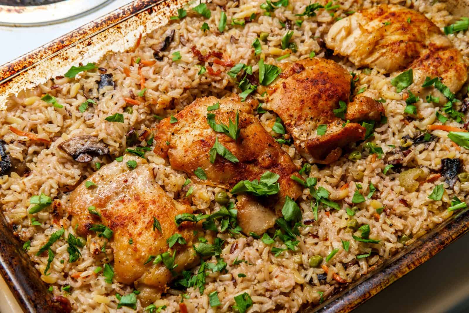 Mushroom chicken and rice