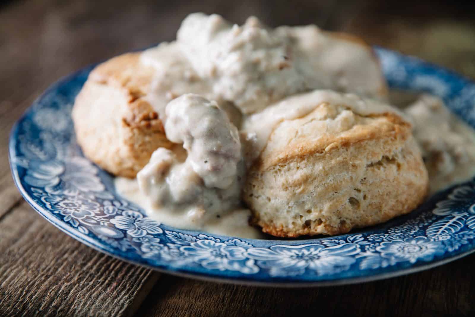 Biscuits and gravy breakfast