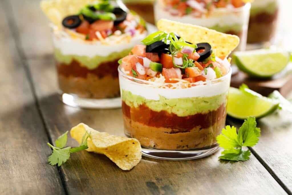 Vegan Appetizers That Disappear Fast at Parties 29 Individual 7 layer dip cup